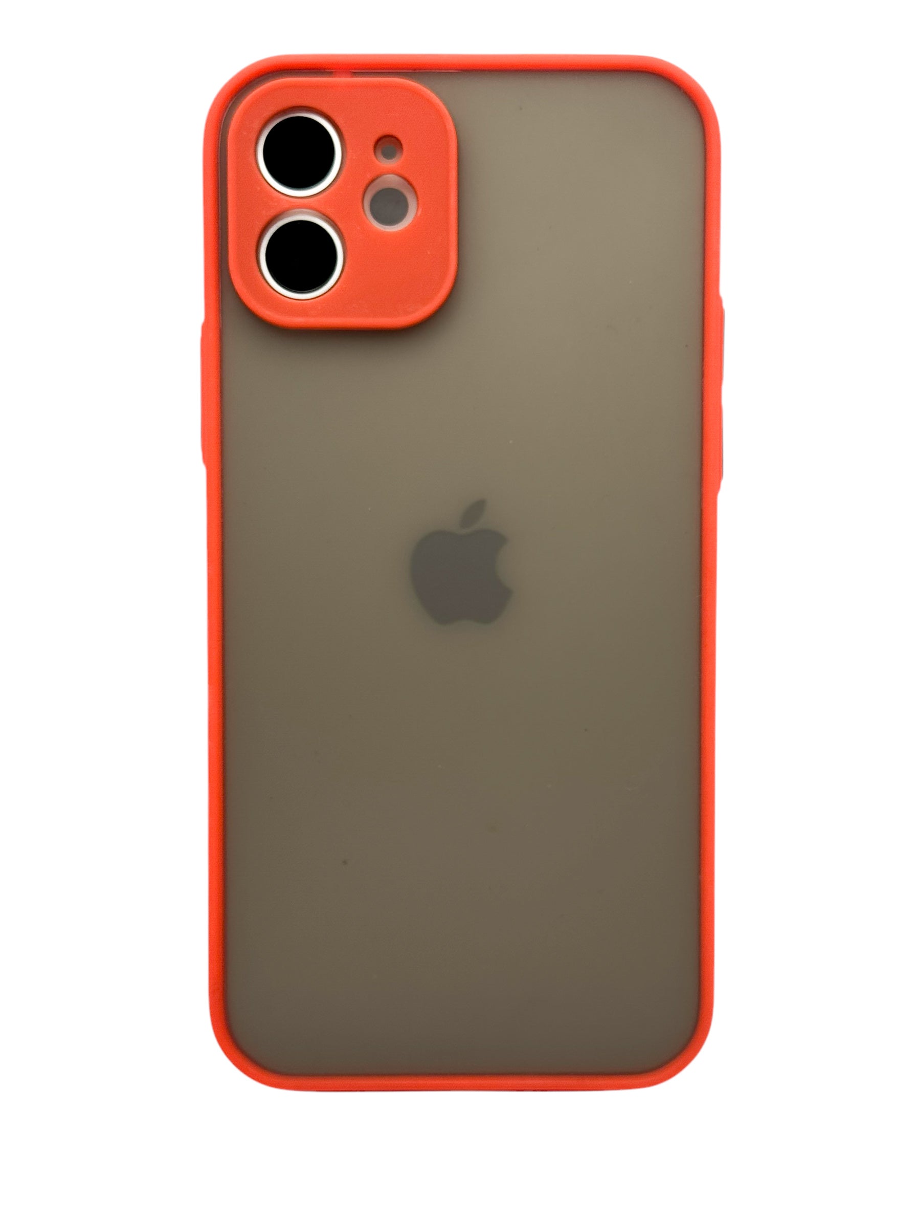 Funda Para iPhone 12 (6.1) efecto mate con proteccion en area de camara color rojo