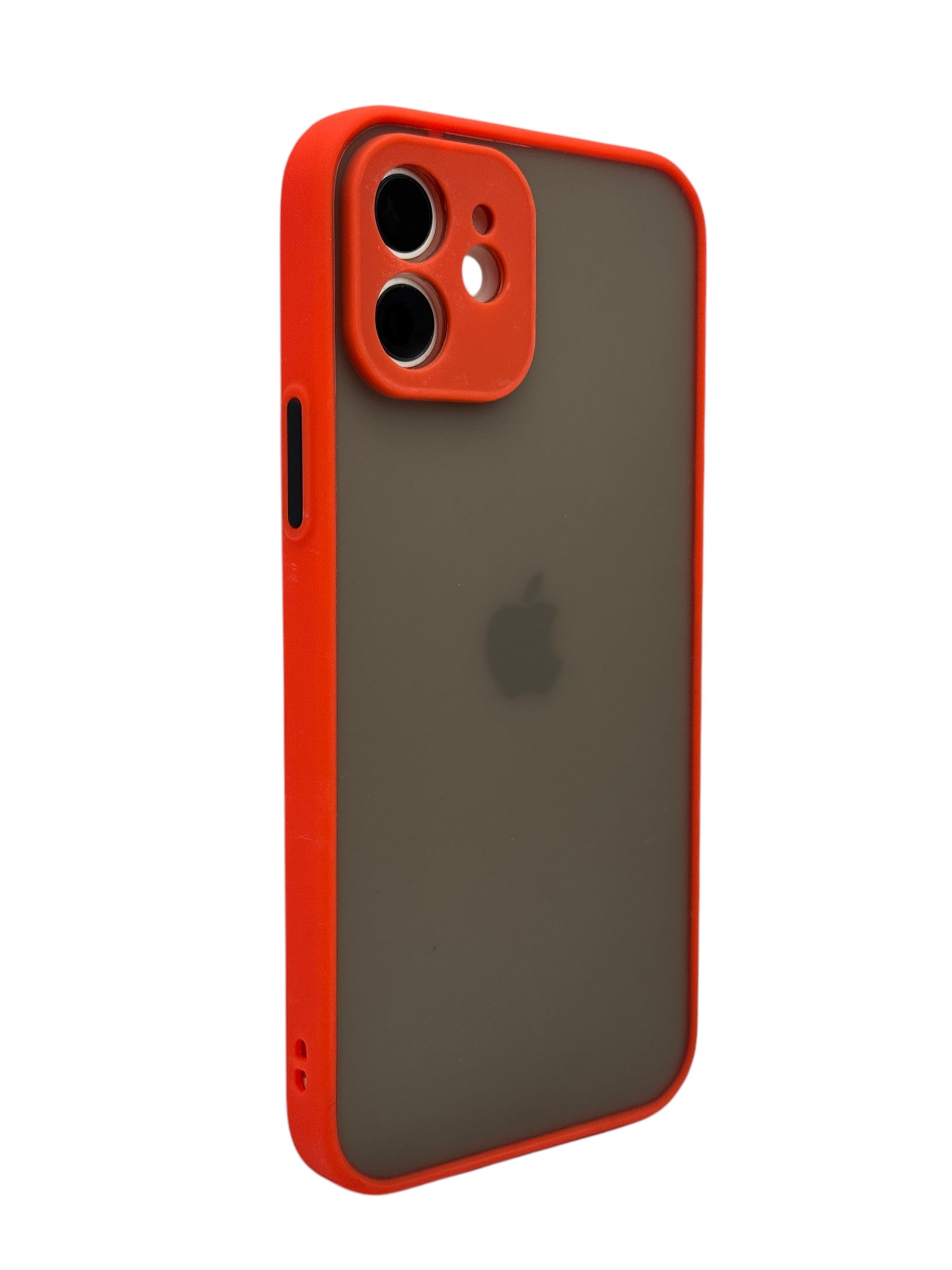 Funda Para iPhone 12 (6.1) efecto mate con proteccion en area de camara color rojo