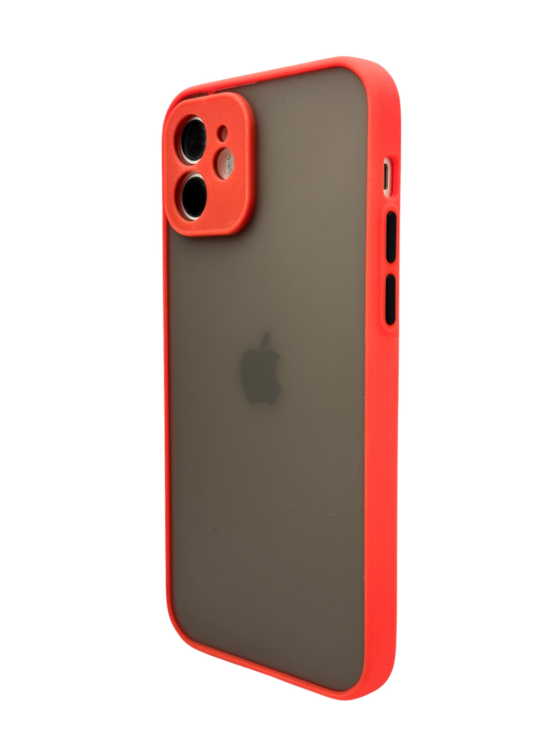 Funda Para iPhone 12 (6.1) efecto mate con proteccion en area de camara color rojo
