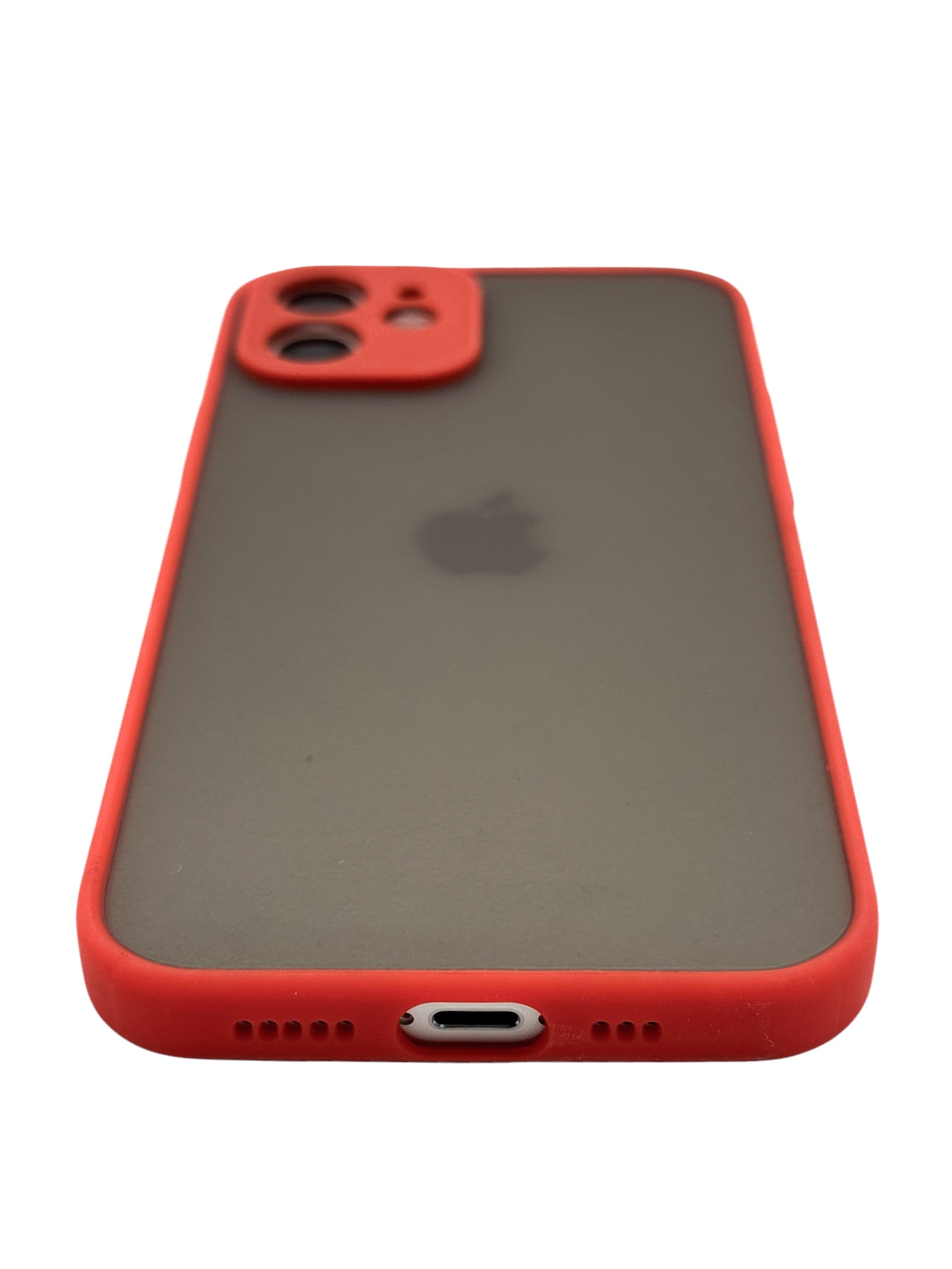 Funda Para iPhone 12 (6.1) efecto mate con proteccion en area de camara color rojo