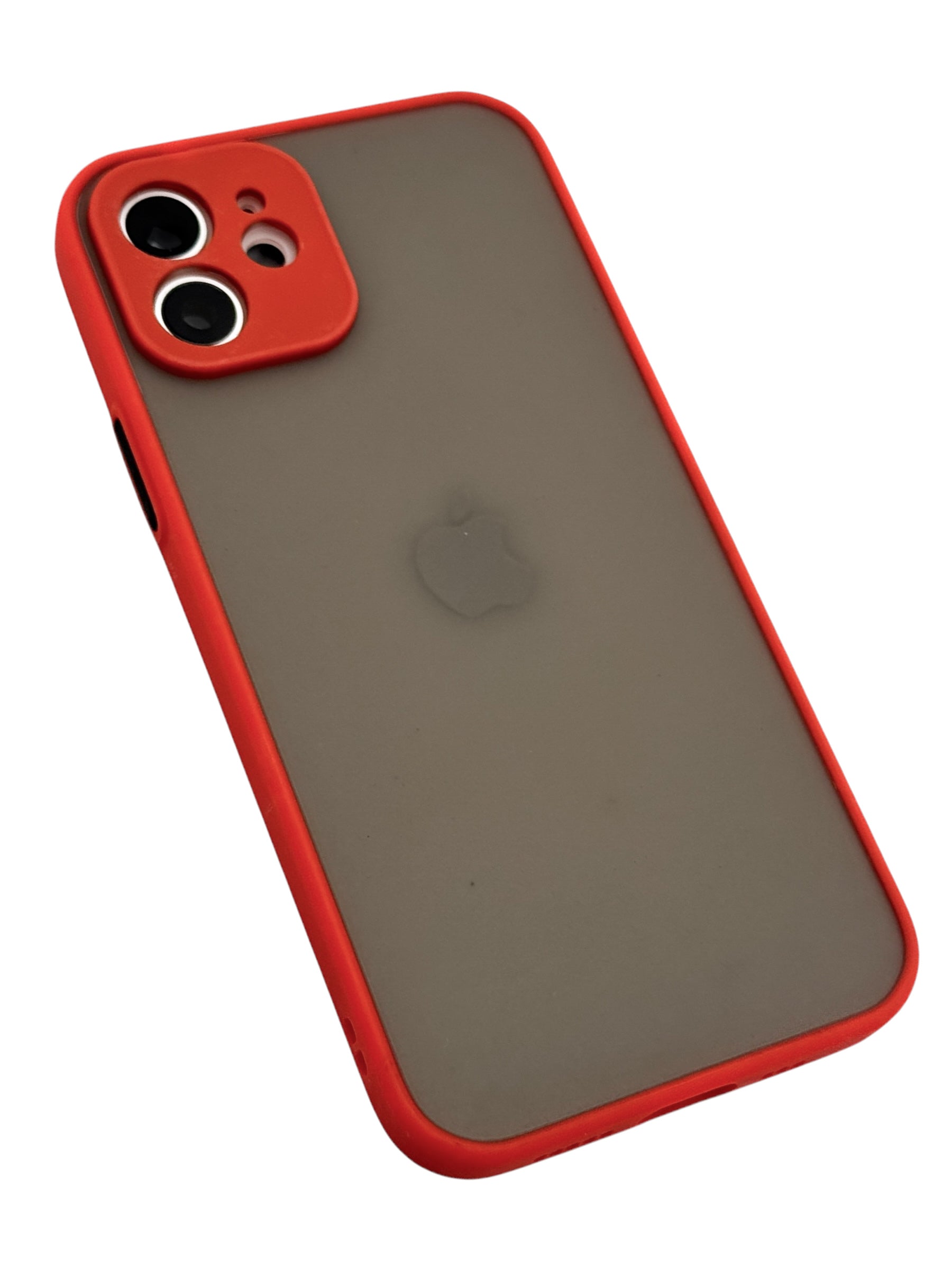 Funda Para iPhone 12 (6.1) efecto mate con proteccion en area de camara color rojo