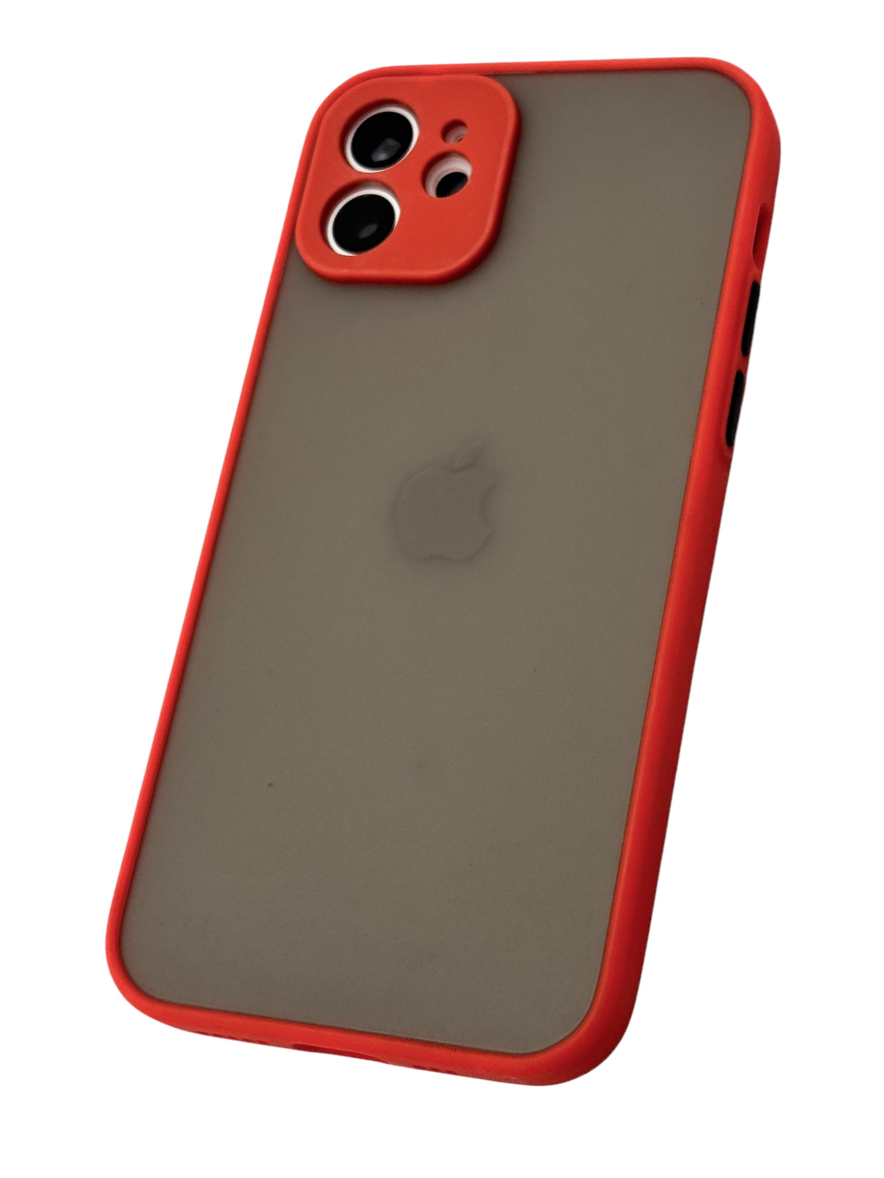 Funda Para iPhone 12 (6.1) efecto mate con proteccion en area de camara color rojo