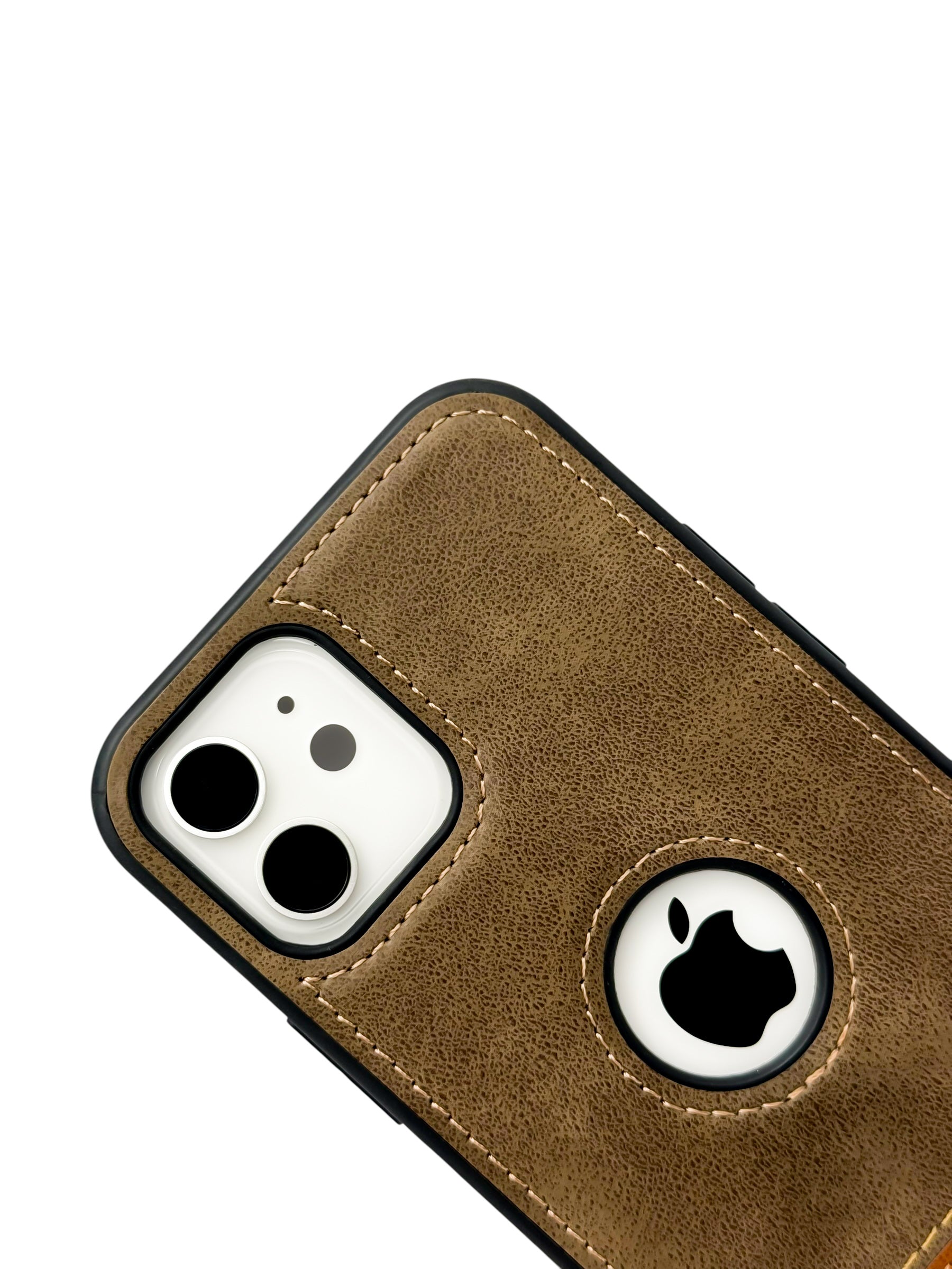Funda Para iPhone 12 (6.1) Y 12 Pro (6.1) diseño piel bicolor color cafe