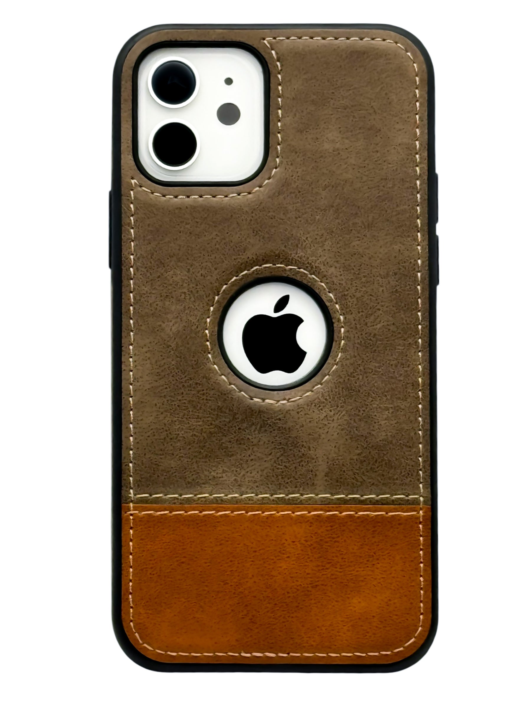 Funda Para iPhone 12 (6.1) Y 12 Pro (6.1) diseño piel bicolor color cafe