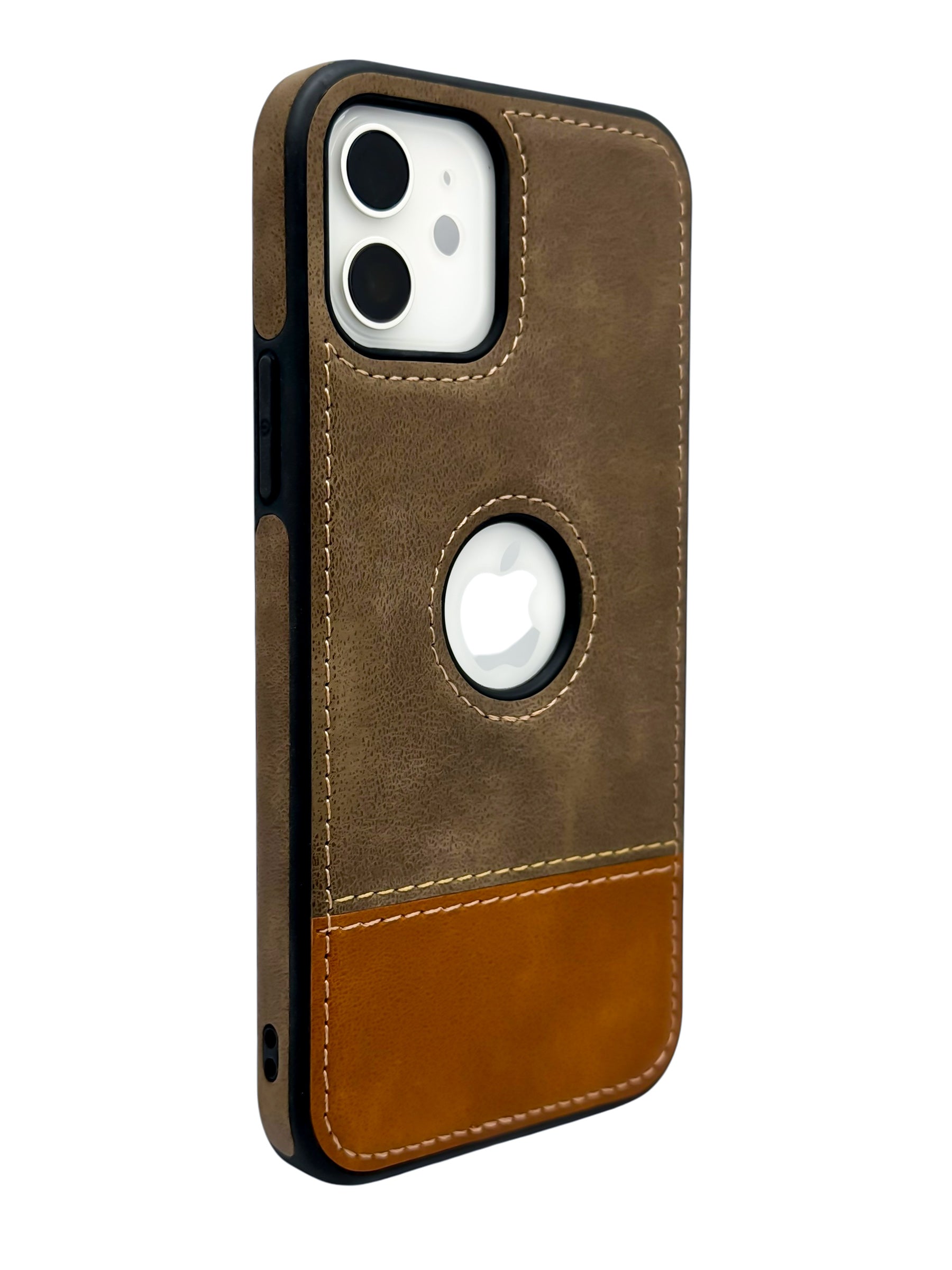 Funda Para iPhone 12 (6.1) Y 12 Pro (6.1) diseño piel bicolor color cafe