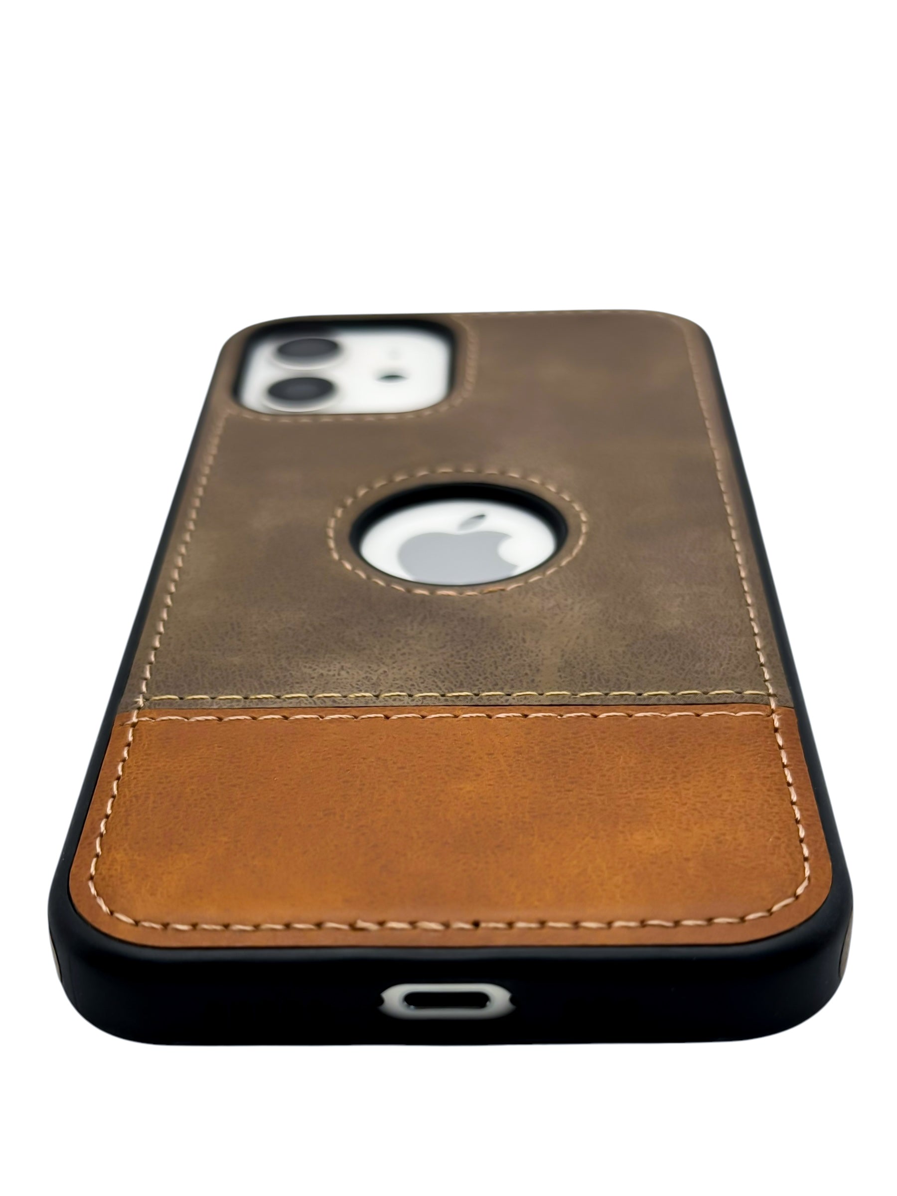 Funda Para iPhone 12 (6.1) Y 12 Pro (6.1) diseño piel bicolor color cafe