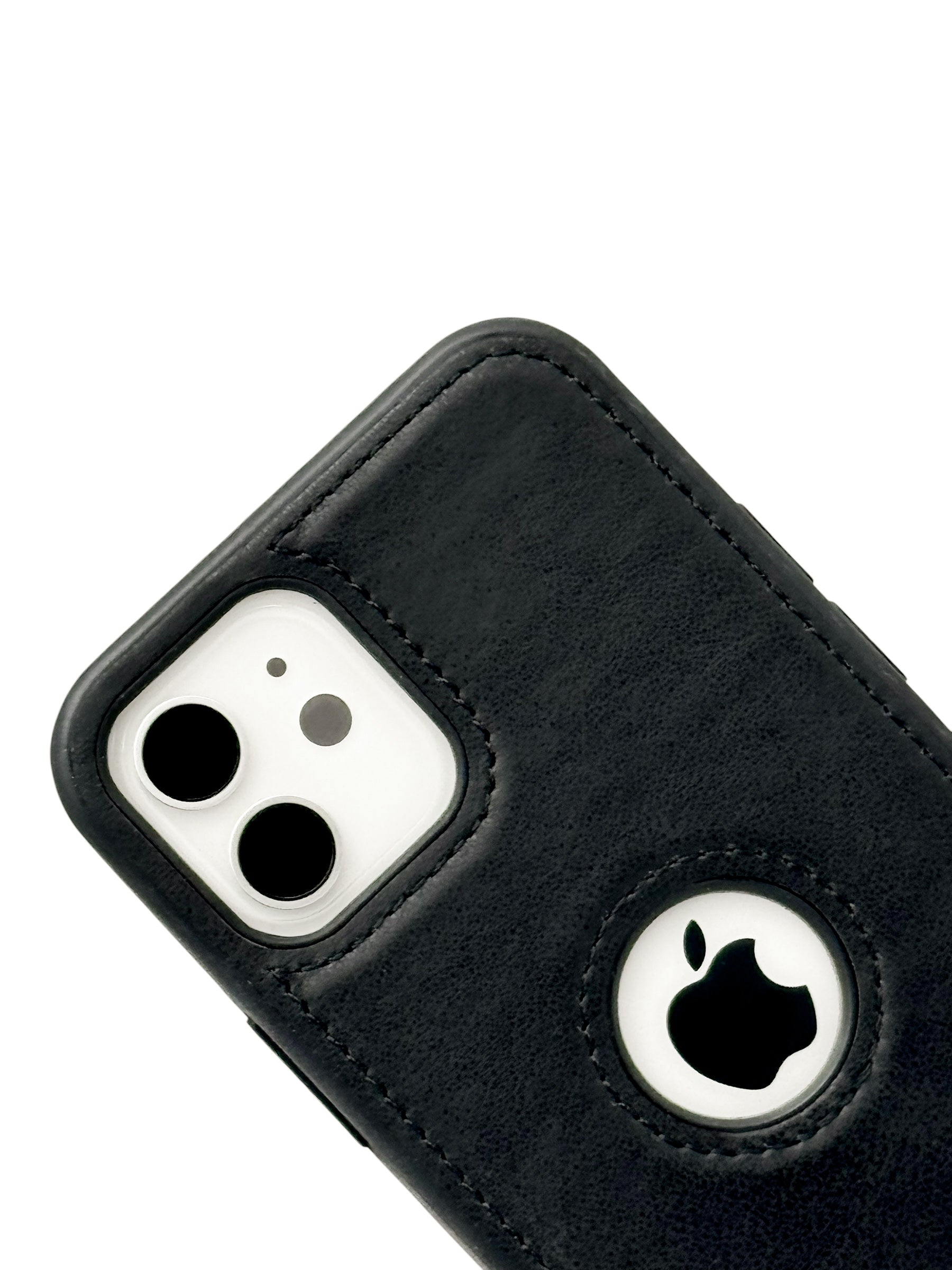 Funda Para iPhone 12 (6.1) Y 12 Pro (6.1) diseño piel bicolor color negro con café
