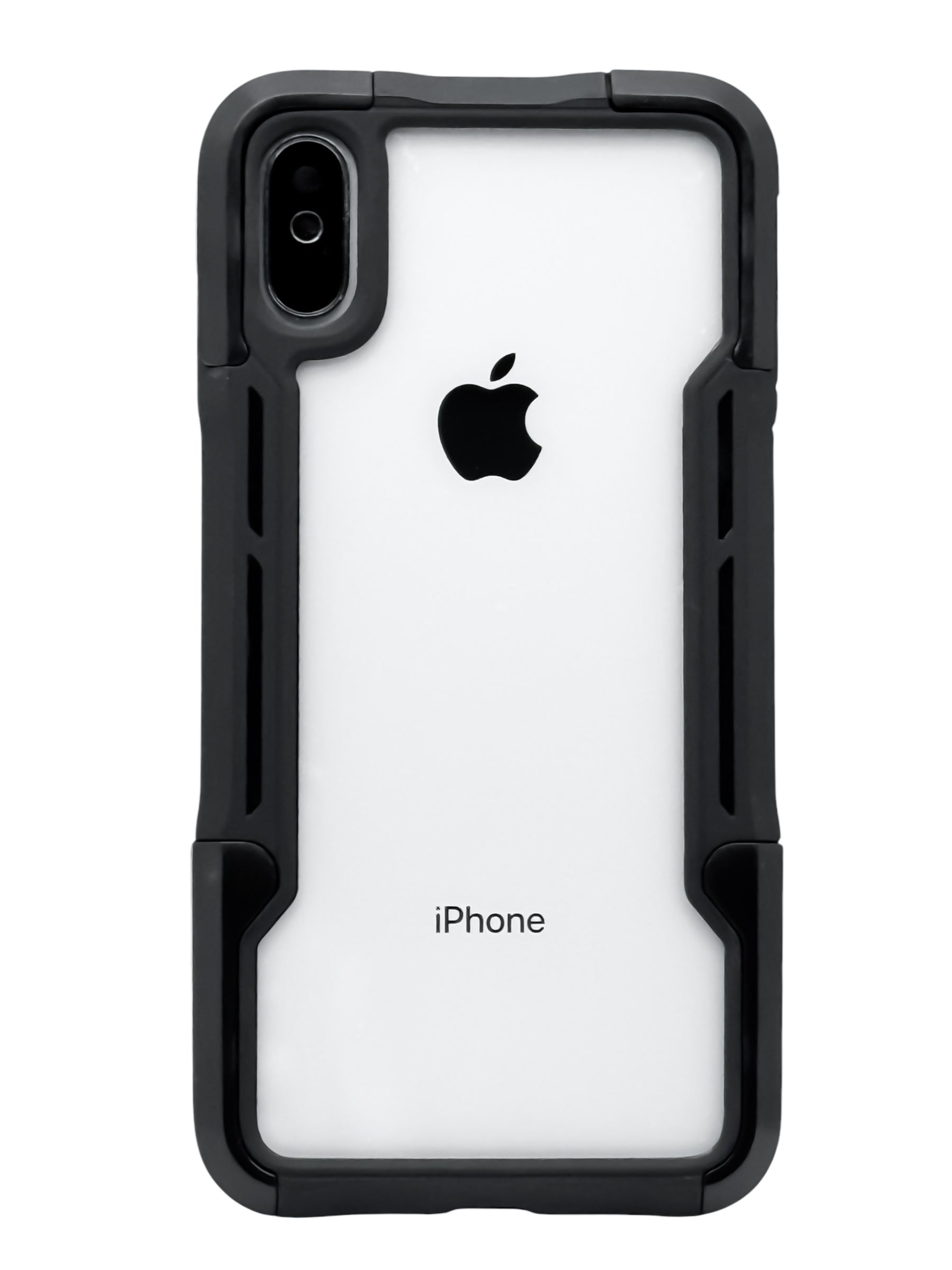 Funda para iPhone X / XS transparente de uso rudo esquinas reforzadas color negro