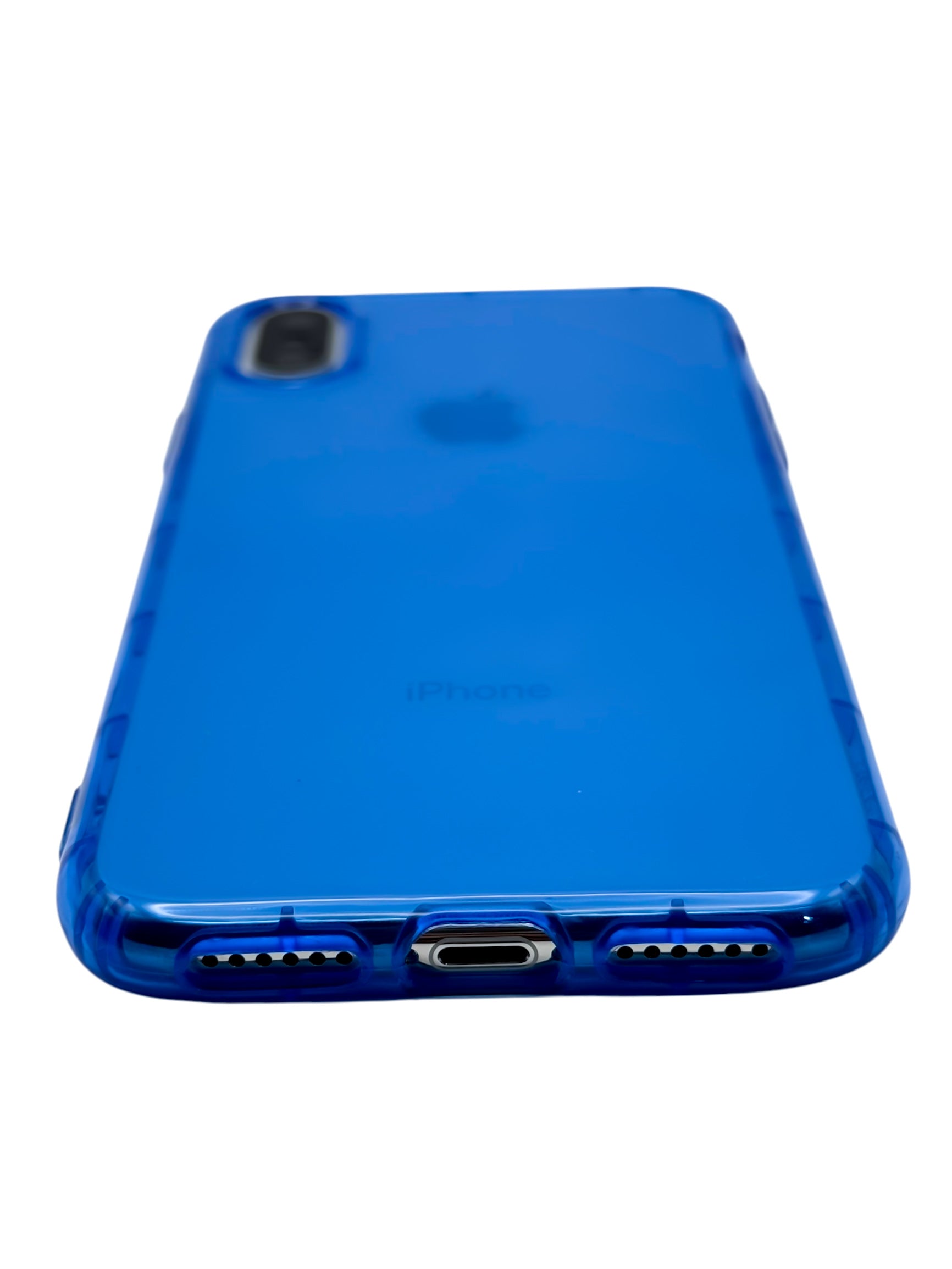 Funda para iPhone X / XS de silicona color azul neon