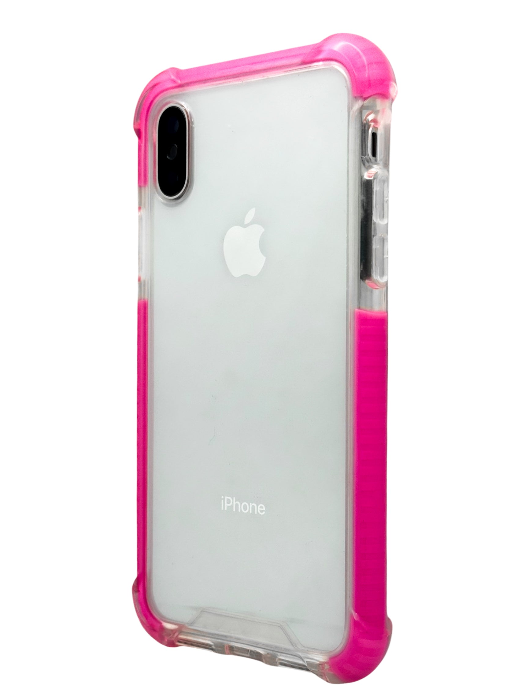 Funda para iPhone X / XS transparente con esquinas reforzadas antigolpes bordes Rosa