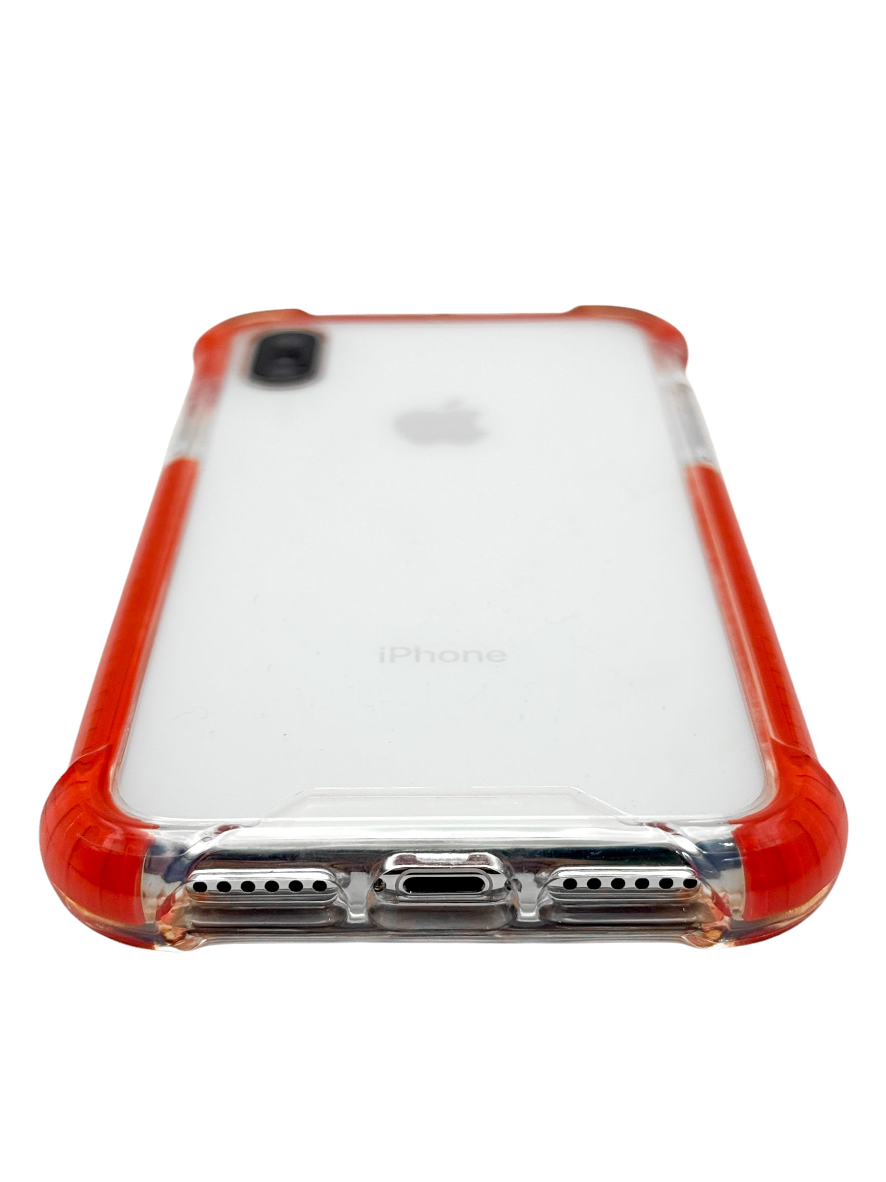 Funda para iPhone X / XS transparente con esquinas reforzadas antigolpes bordes Rojos