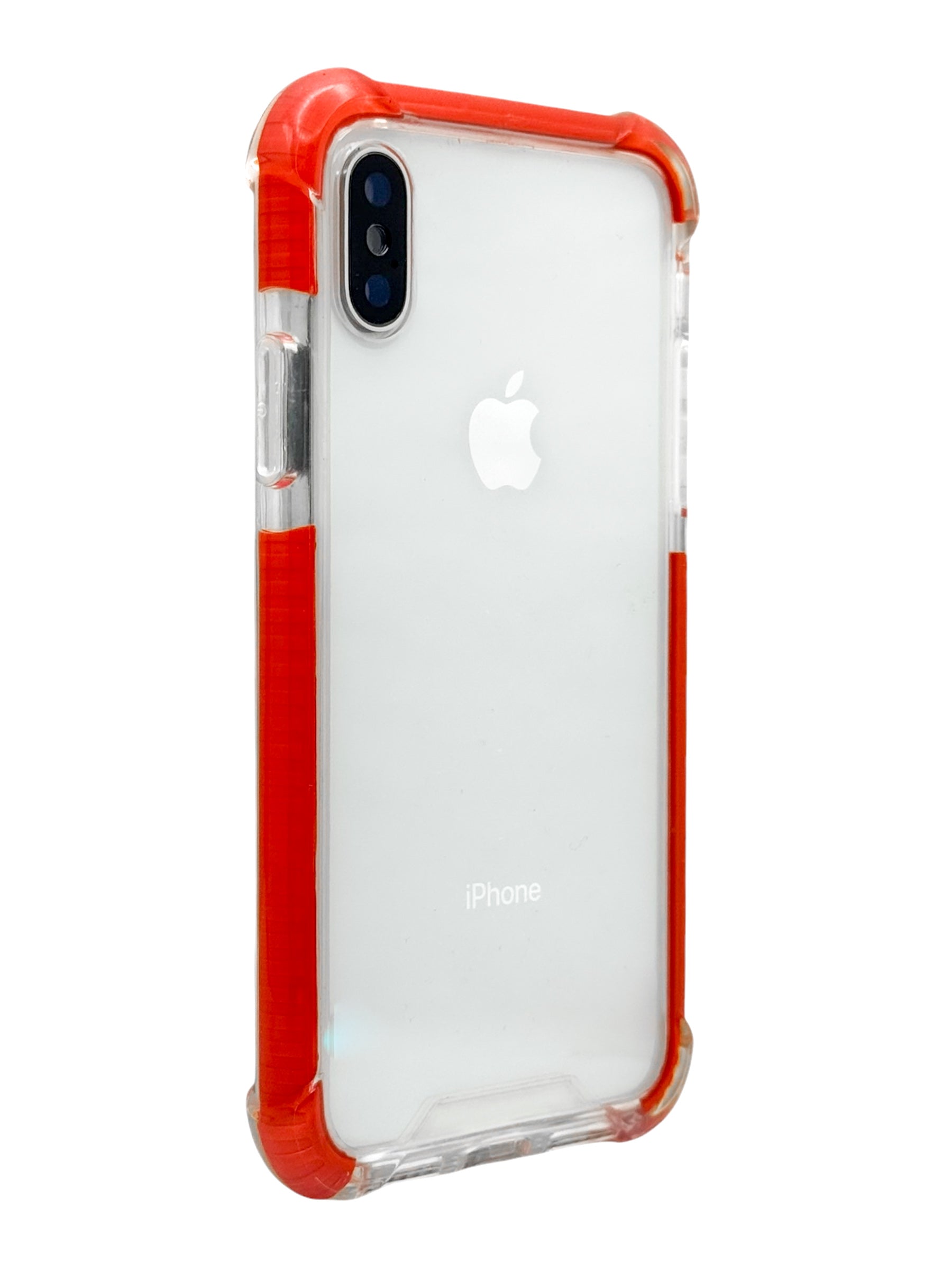 Funda para iPhone X / XS transparente con esquinas reforzadas antigolpes bordes Rojos