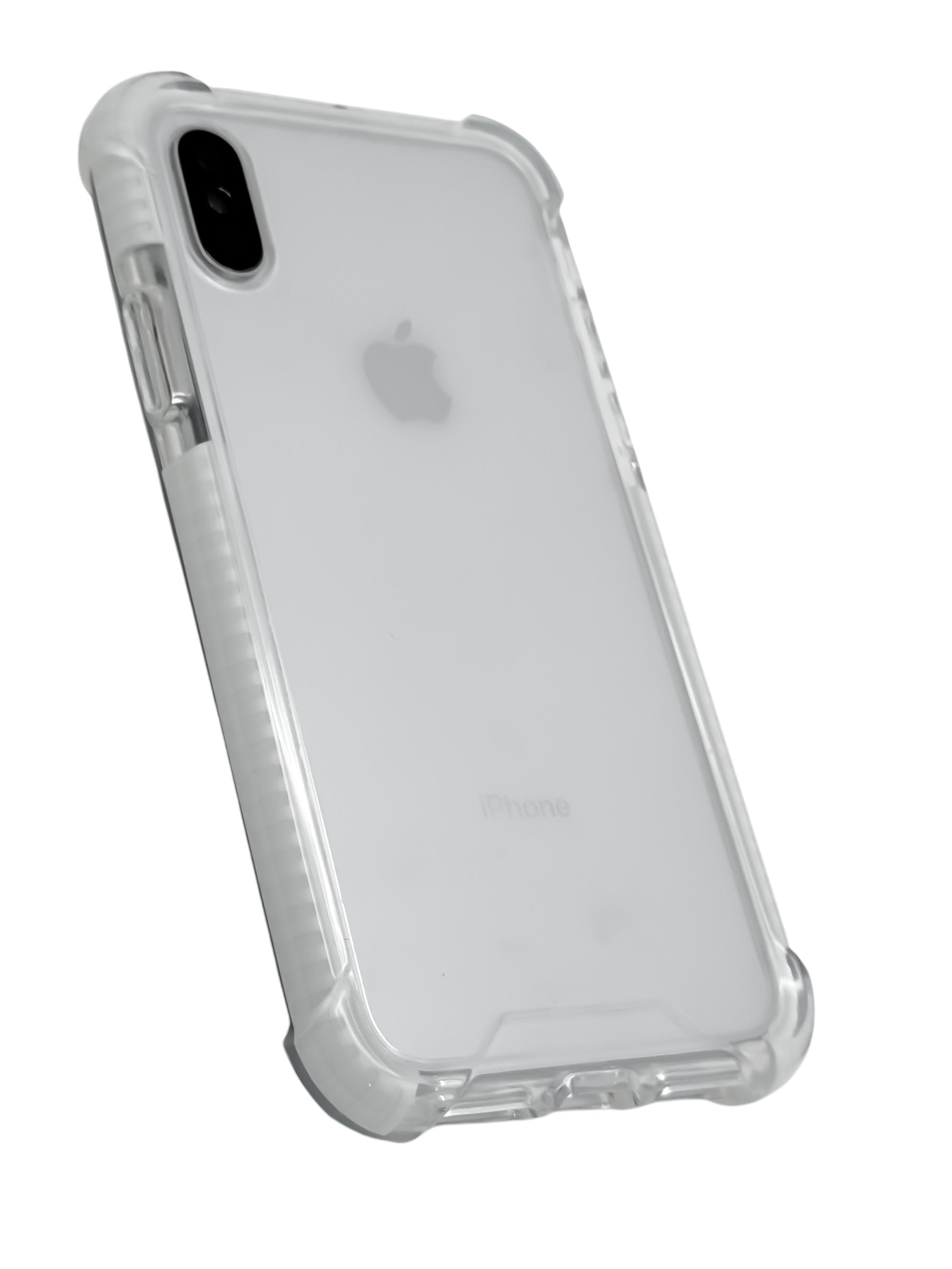Funda para iPhone X / XS transparente con esquinas reforzadas antigolpes bordes blancos
