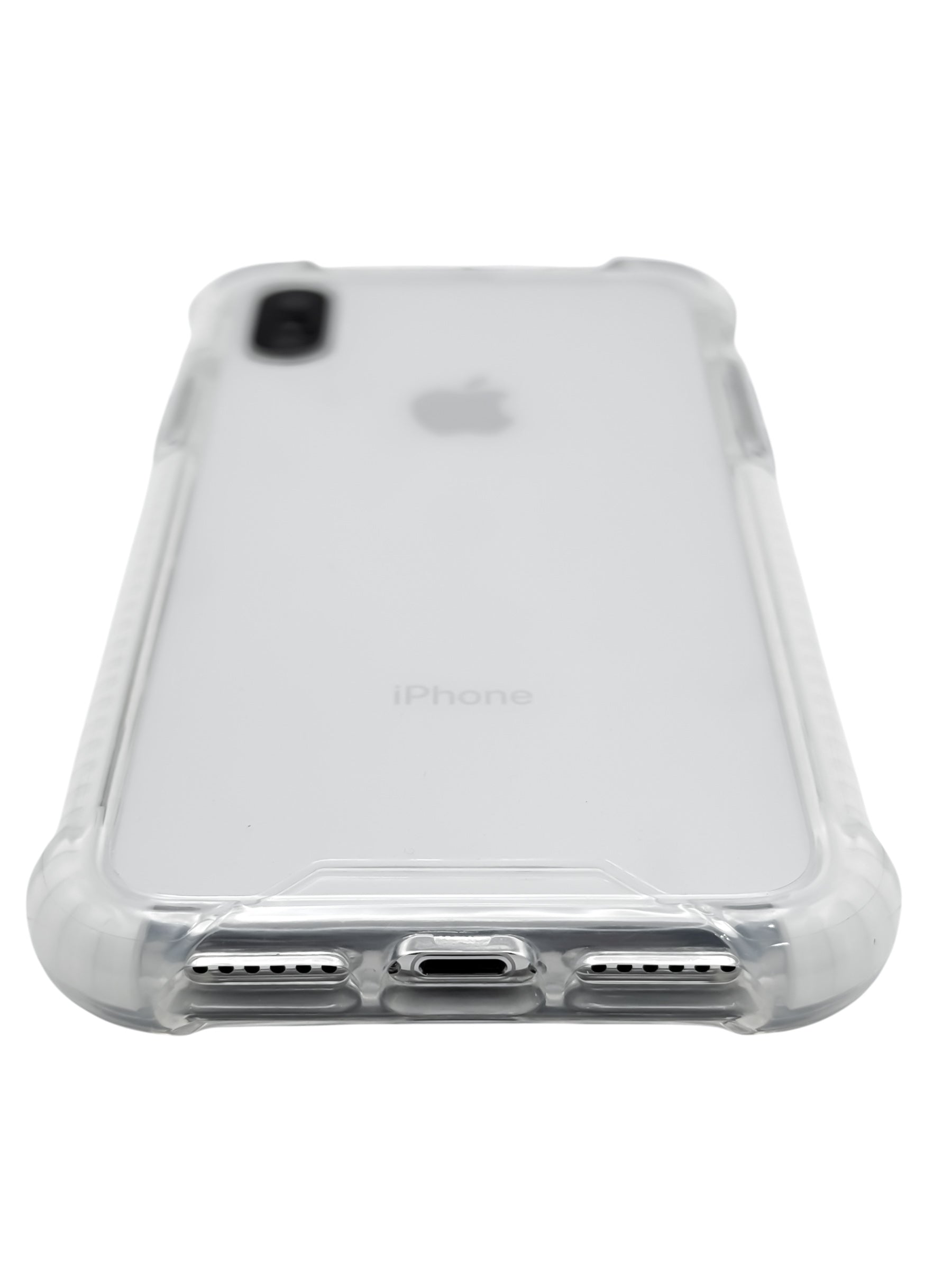 Funda para iPhone X / XS transparente con esquinas reforzadas antigolpes bordes blancos