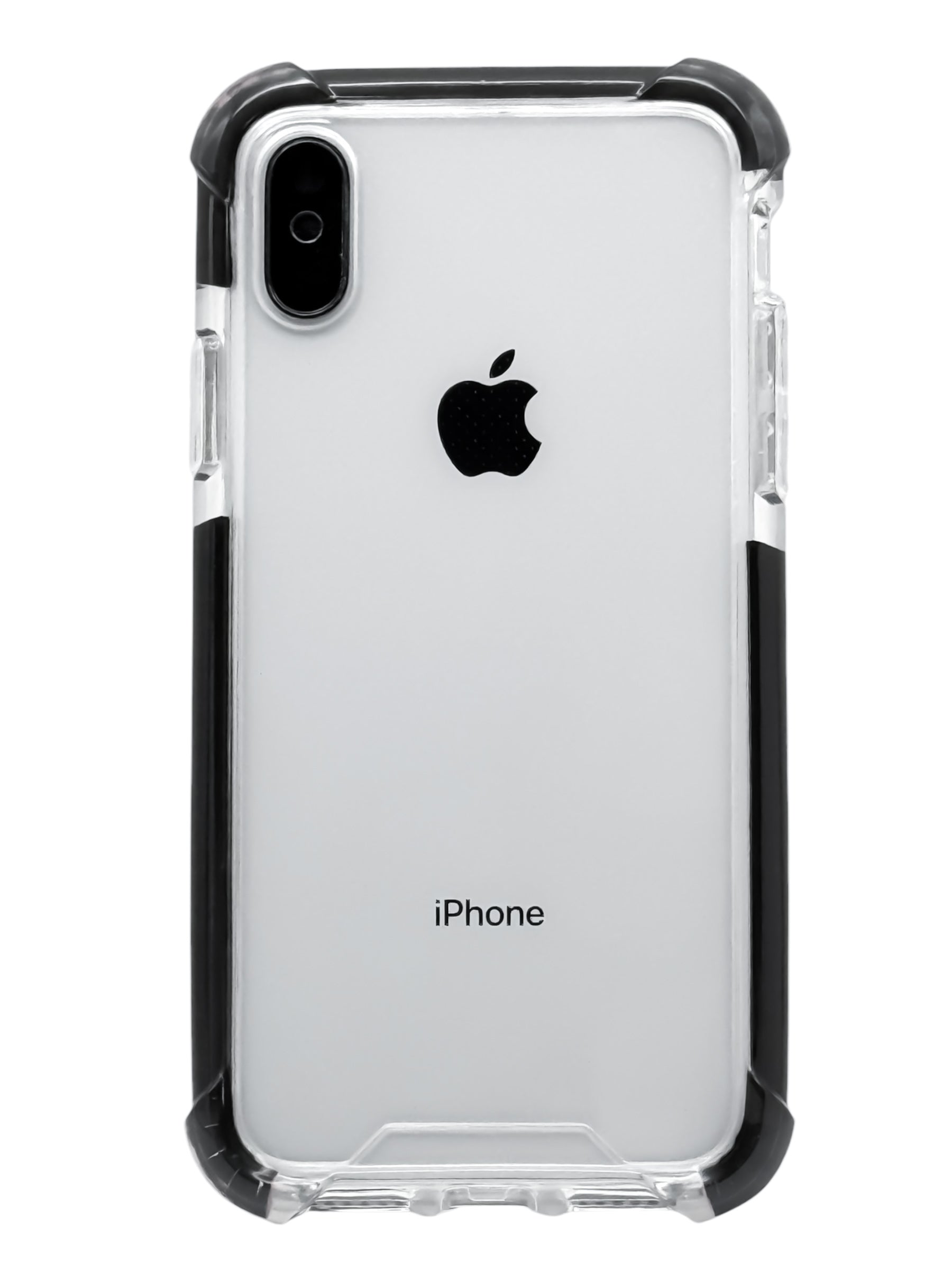 Funda para iPhone X / XS transparente con esquinas reforzadas antigolpes bordes negros