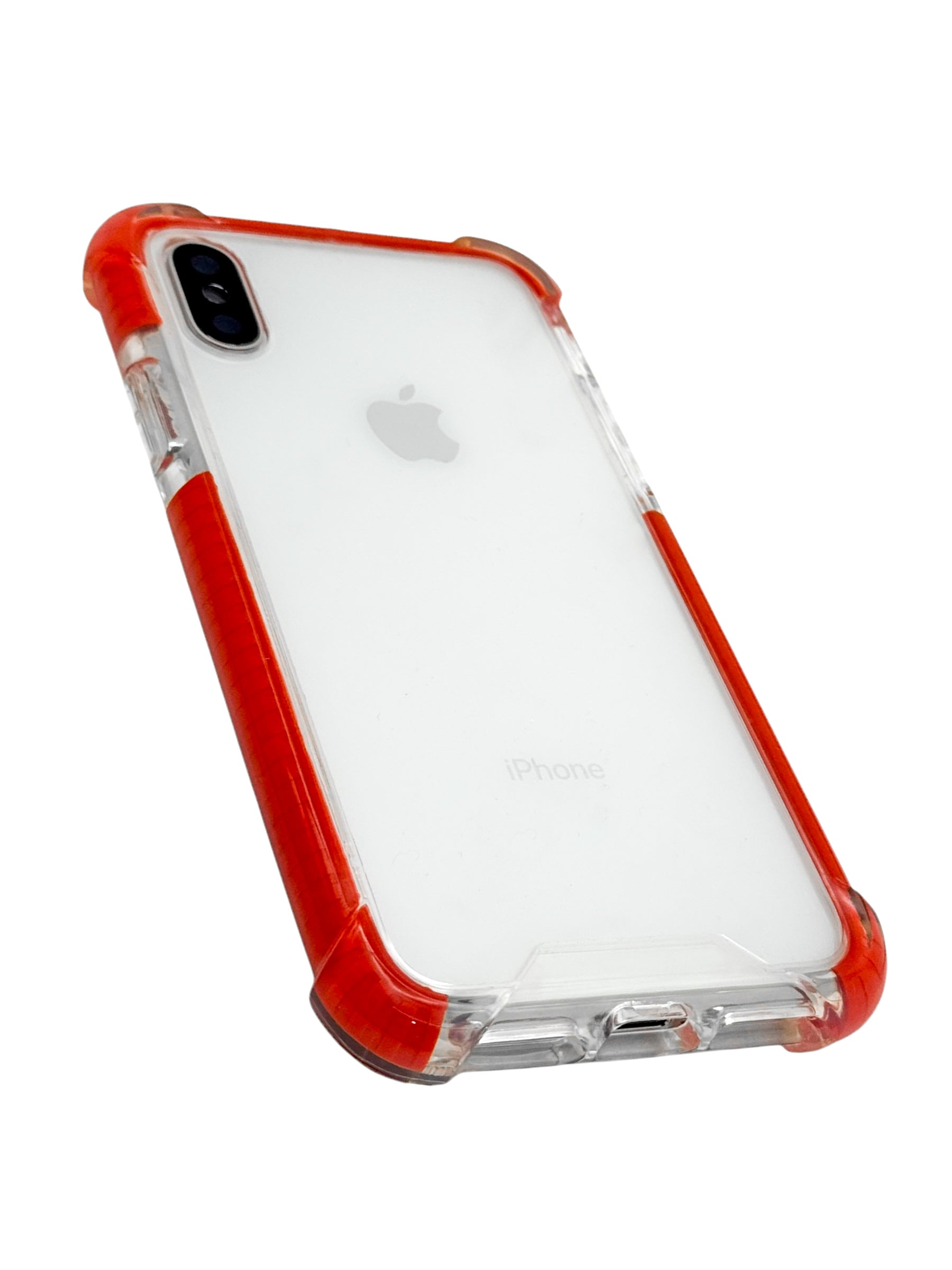 Funda para iPhone X / XS transparente con esquinas reforzadas antigolpes bordes Rojos