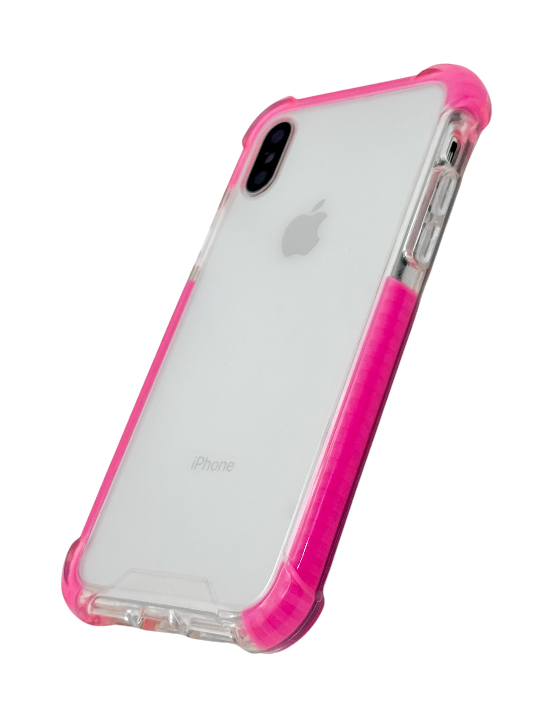 Funda para iPhone X / XS transparente con esquinas reforzadas antigolpes bordes Rosa