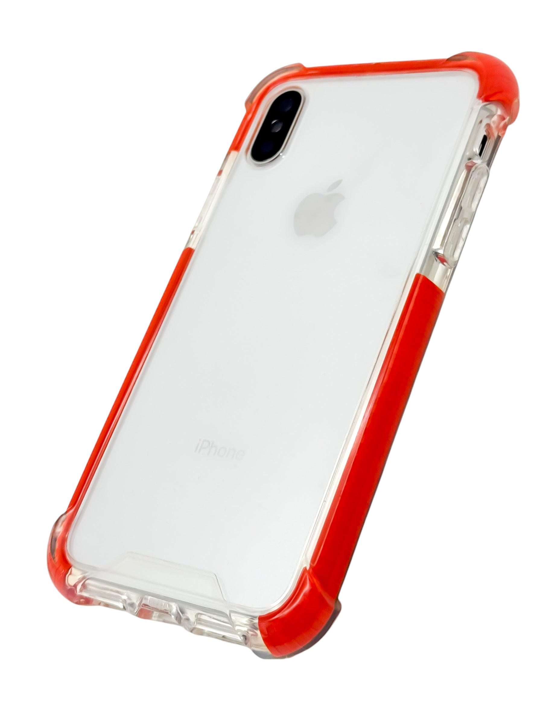 Funda para iPhone X / XS transparente con esquinas reforzadas antigolpes bordes Rojos