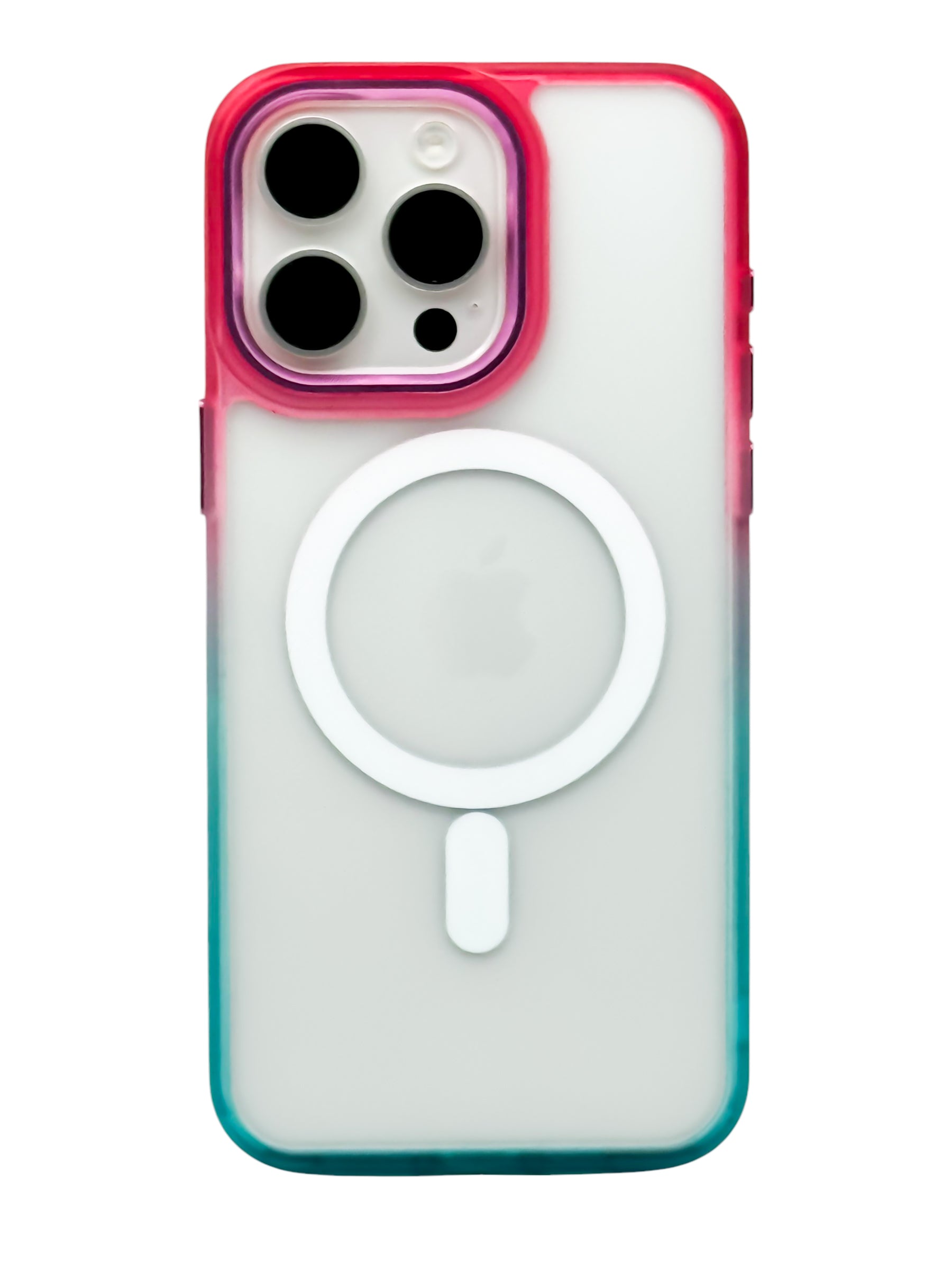 Funda Para iPhone 15 Pro Max Rigida transparente bicolor Compatible Con Magsafe Color Rosa con Azul (Copia)