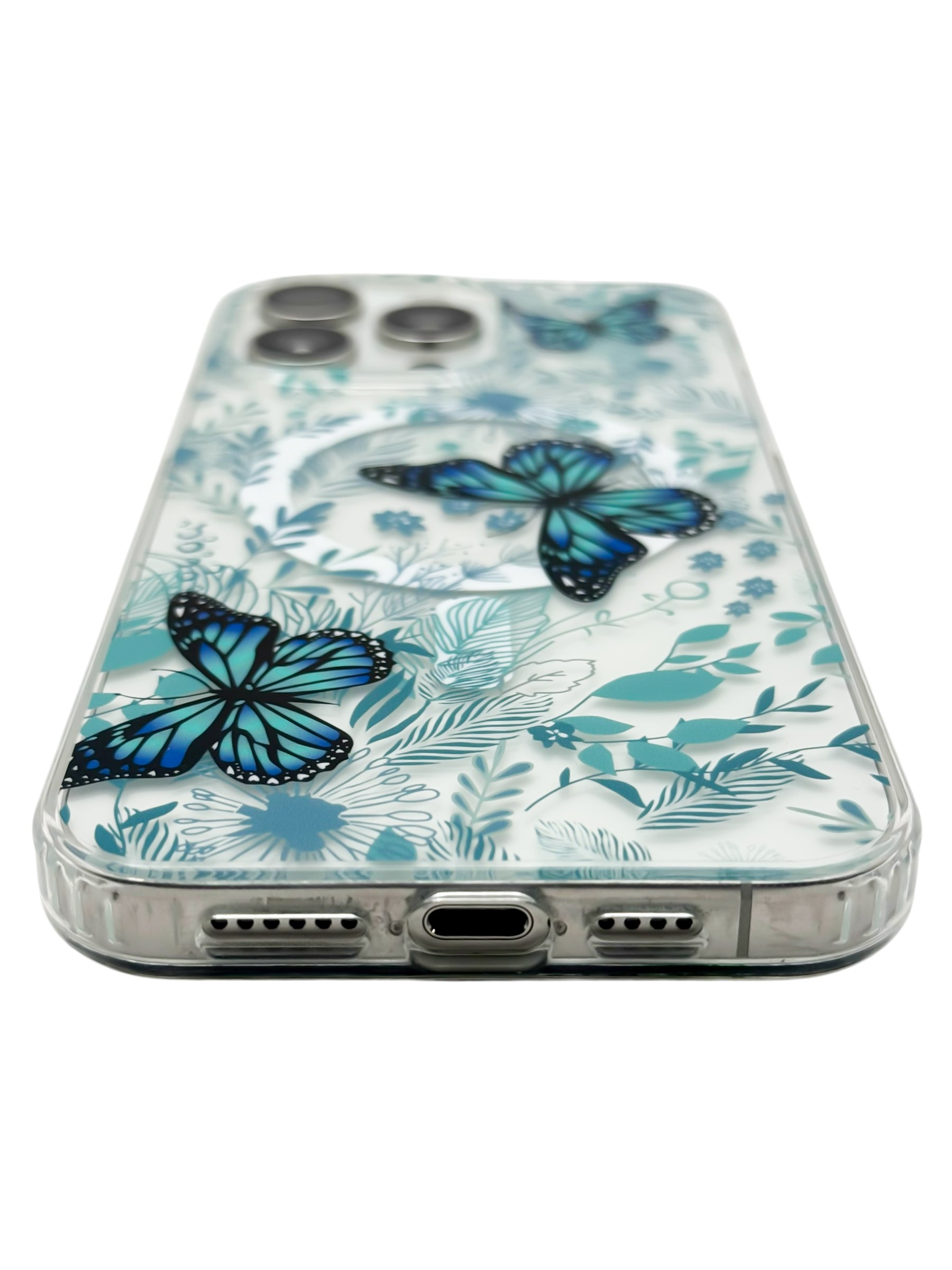 Funda para iPhone 15 pro normal con Magsafe diseño Mariposas azules