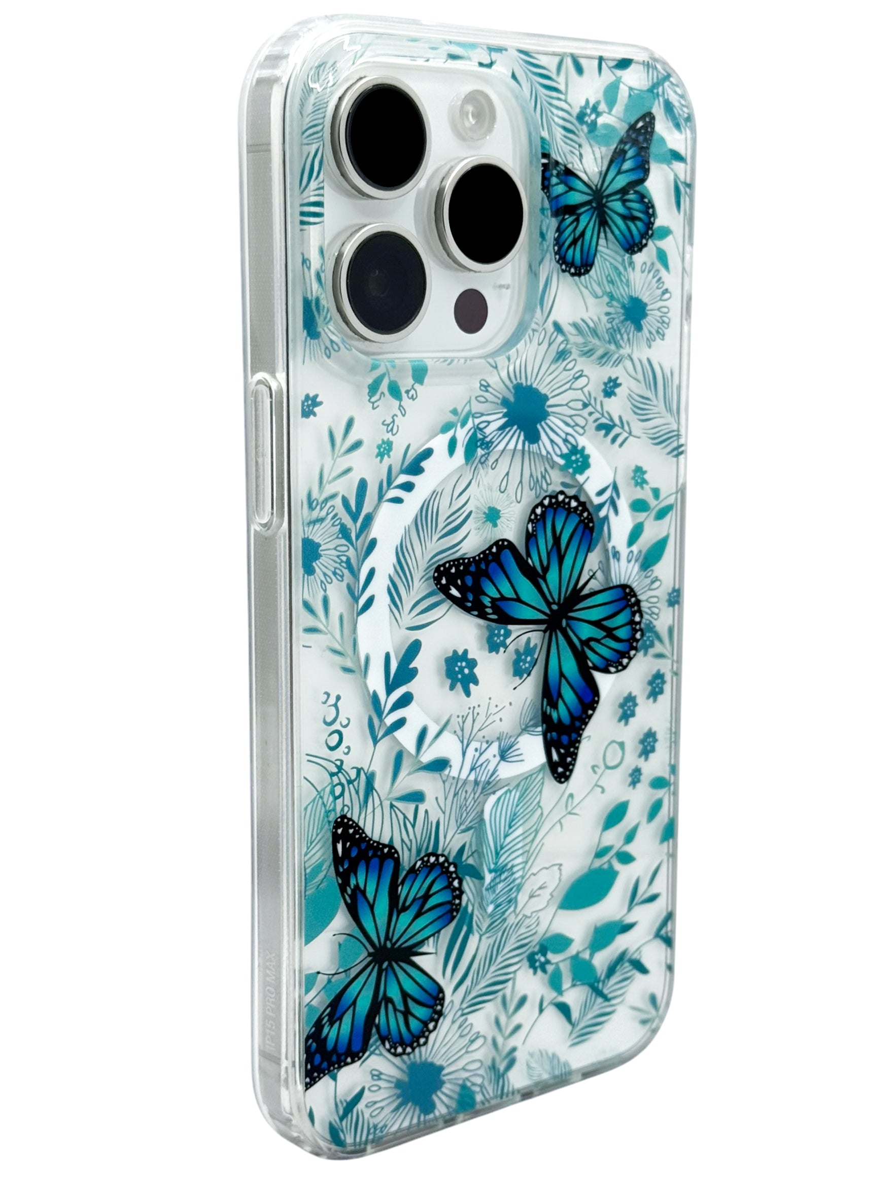 Funda para iPhone 15 pro normal con Magsafe diseño Mariposas azules