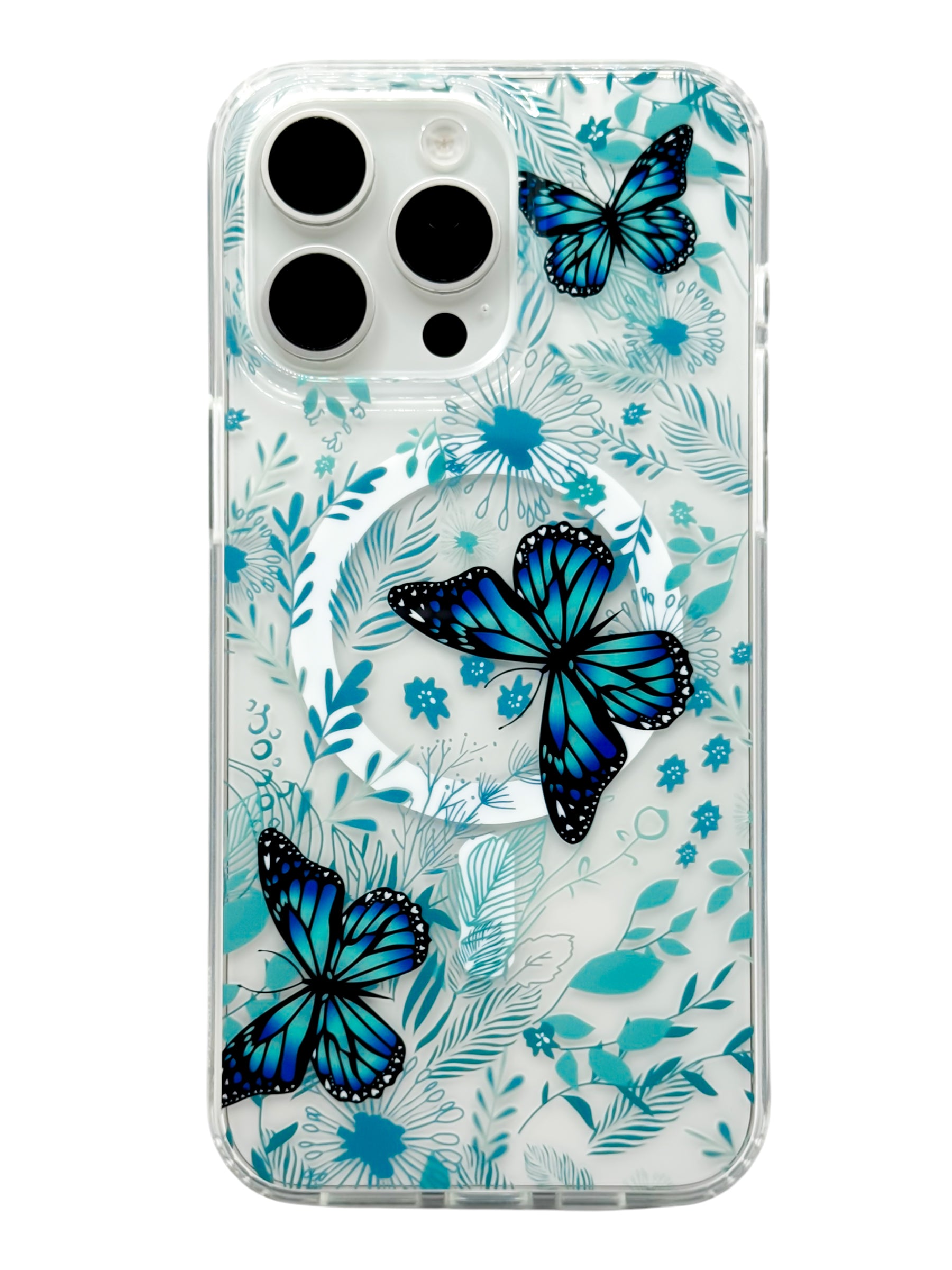Funda para iPhone 15 pro normal con Magsafe diseño Mariposas azules