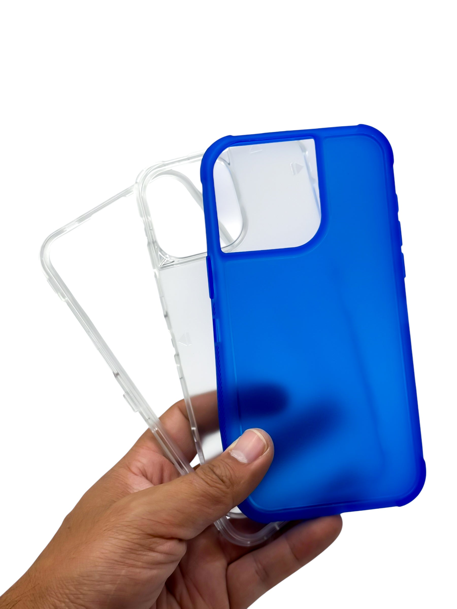 Funda para iPhone 15 pro normal uso rudo 3 en 1 con marco frontal color azul