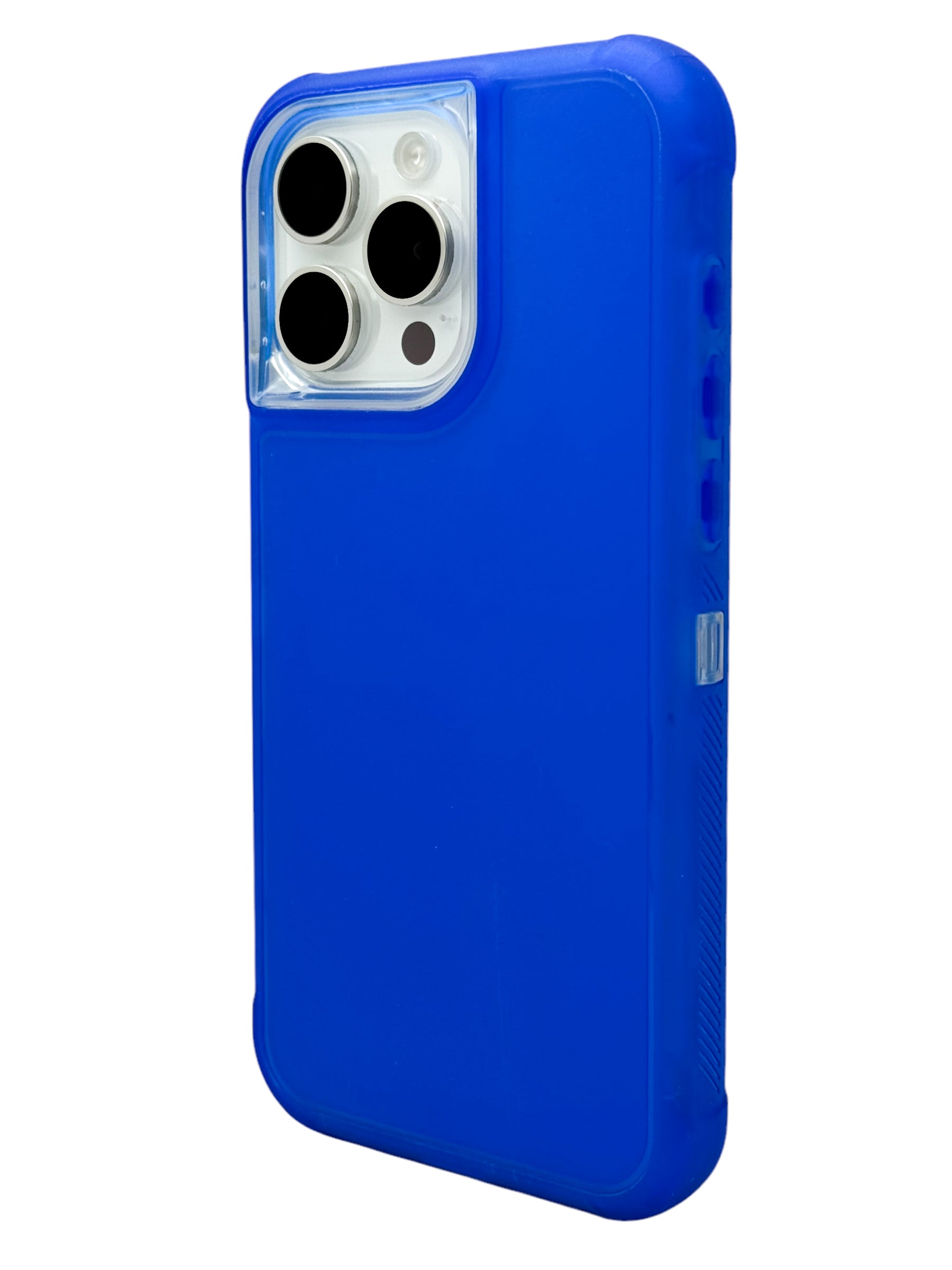 Funda para iPhone 15 pro normal uso rudo 3 en 1 con marco frontal color azul
