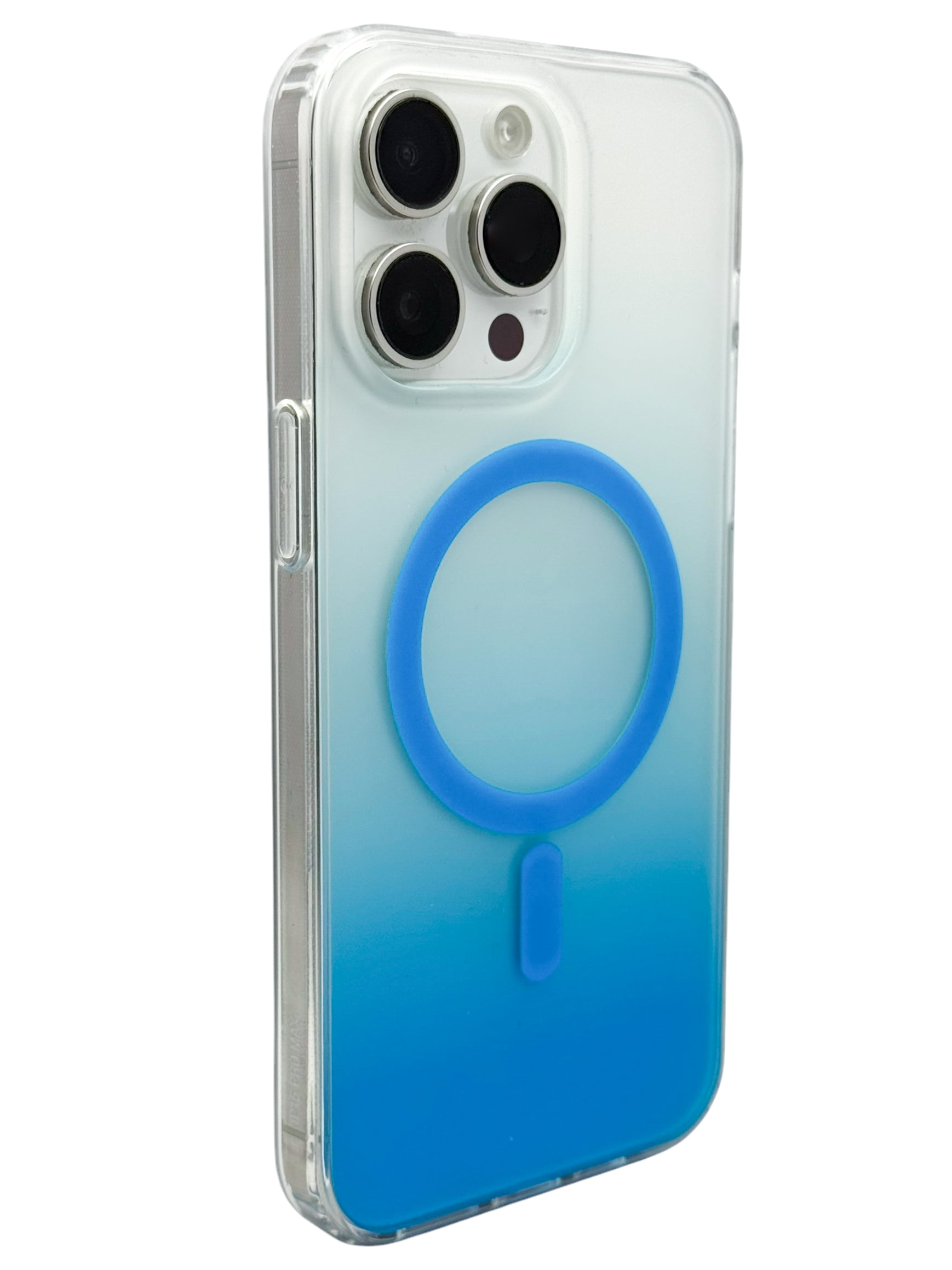 Funda para iPhone 15 pro max Rigida con aro magsafe degradada azul