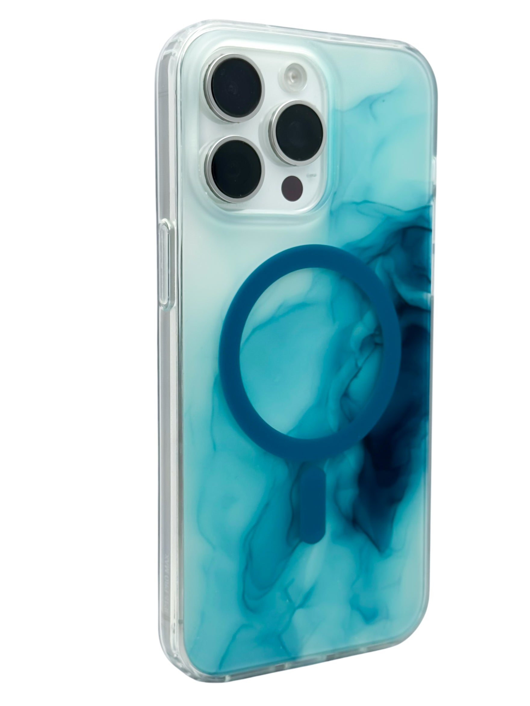 Funda para iPhone 15 pro max con Magsafe diseño Humo azul