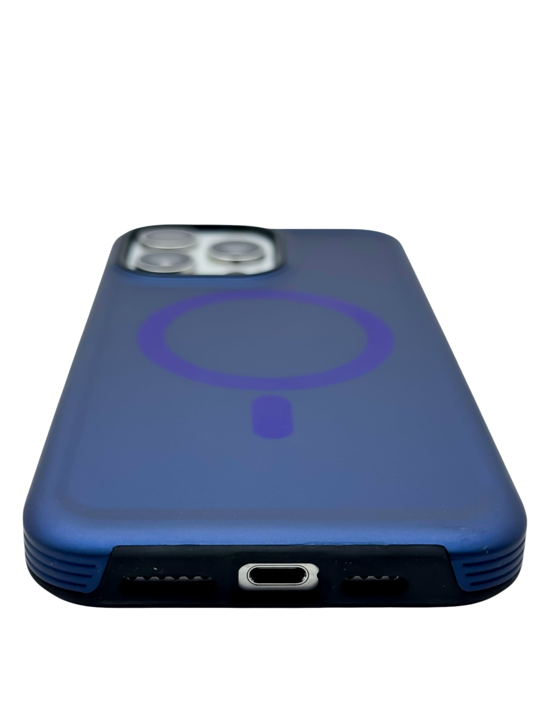 Funda para iPhone 15 pro max Rigida con aro magsafe textura suave azul