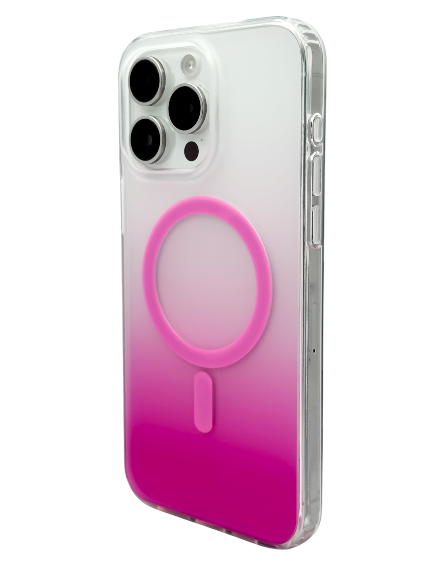 Funda para iPhone 15 PRO MAX Rigida con aro magsafe degradada rosa
