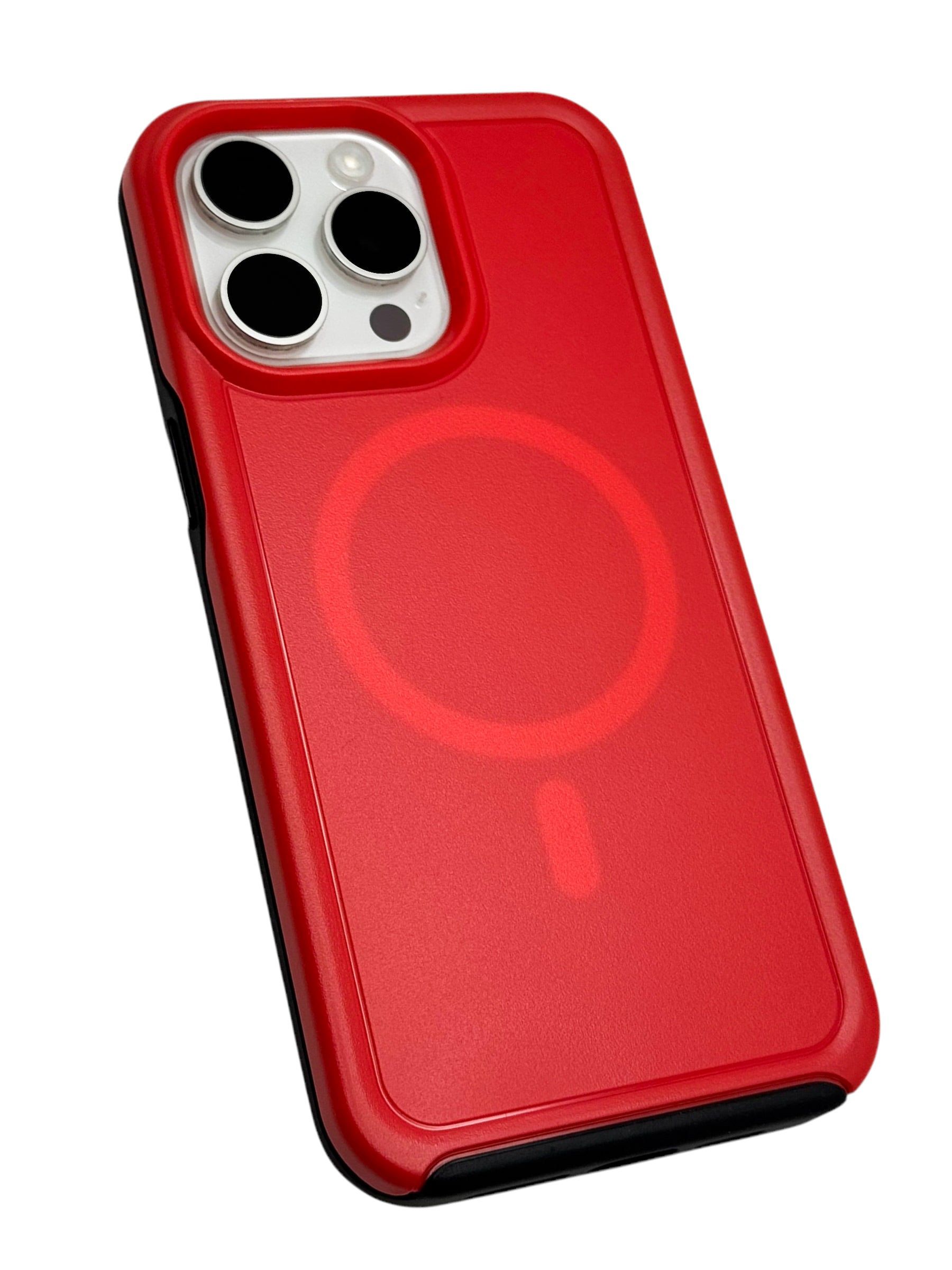 Funda para iPhone 15 pro normal Rigida con aro magsafe color Rojo