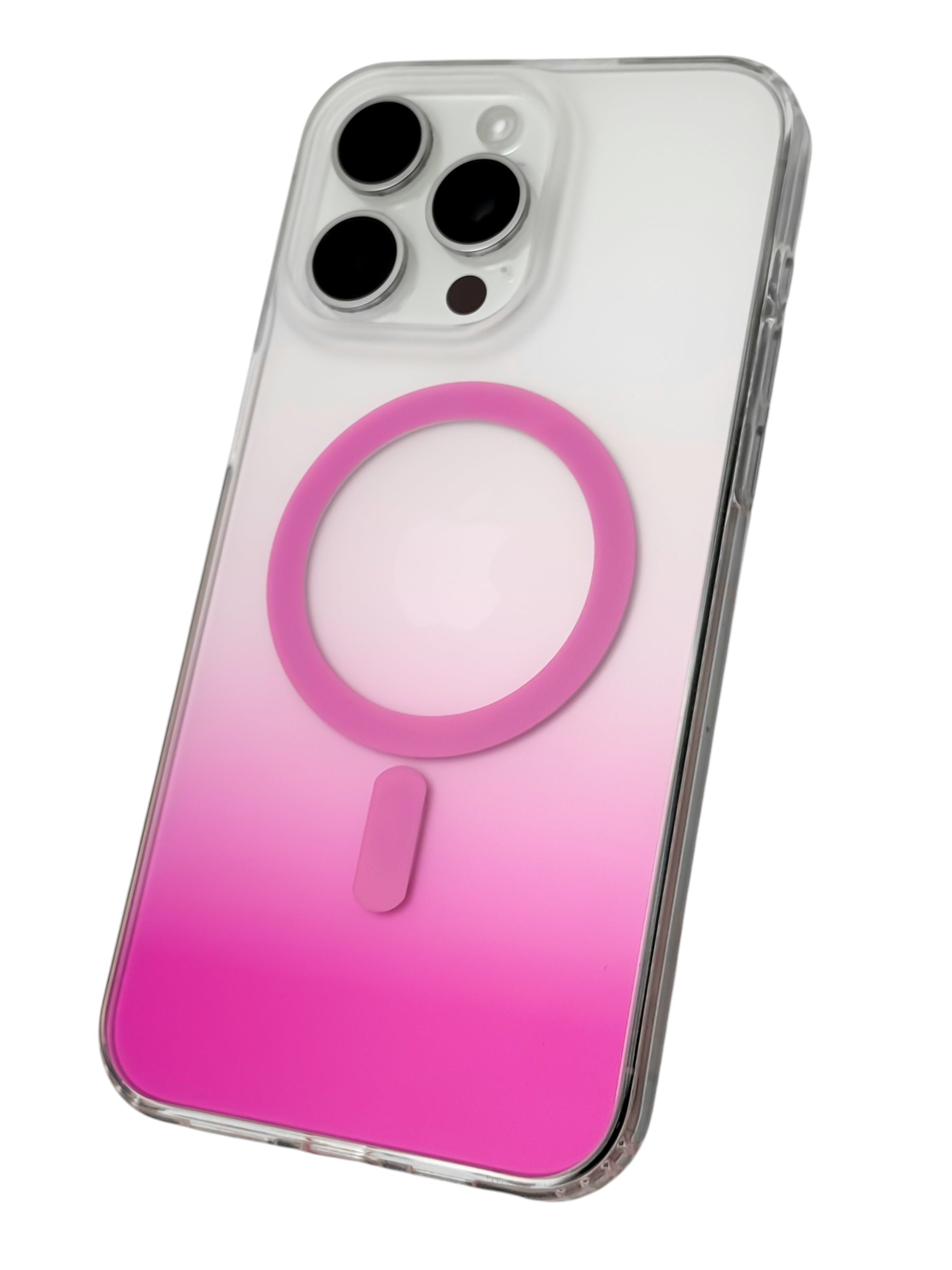 Funda para iPhone 15 PRO MAX Rigida con aro magsafe degradada rosa