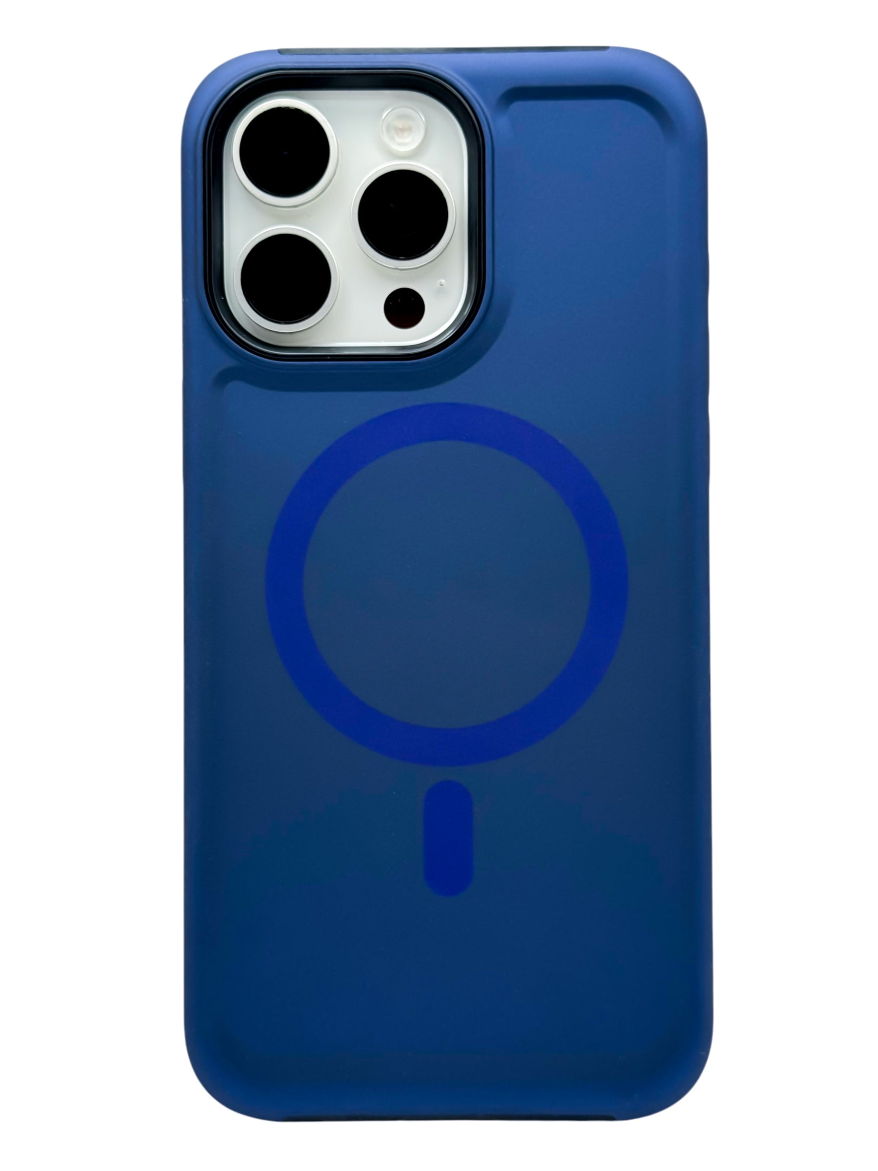 Funda para iPhone 15 pro max Rigida con aro magsafe textura suave azul