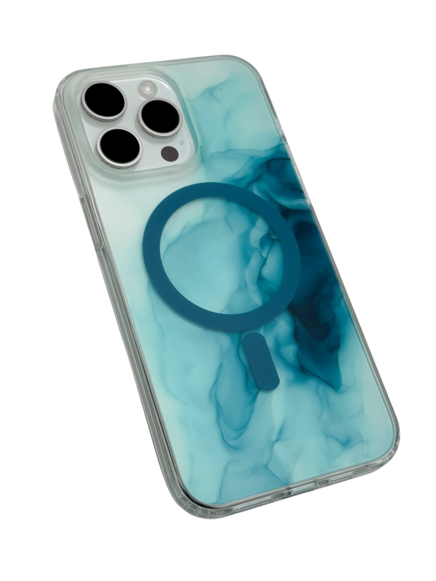 Funda para iPhone 15 pro max con Magsafe diseño Humo azul