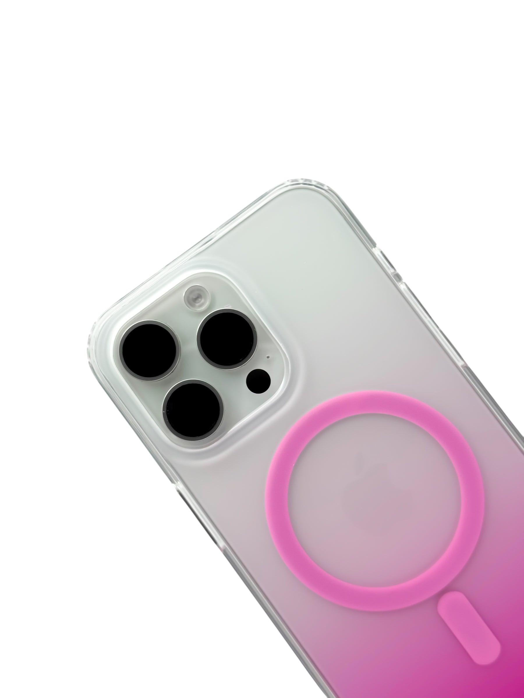 Funda para iPhone 15 PRO MAX Rigida con aro magsafe degradada rosa