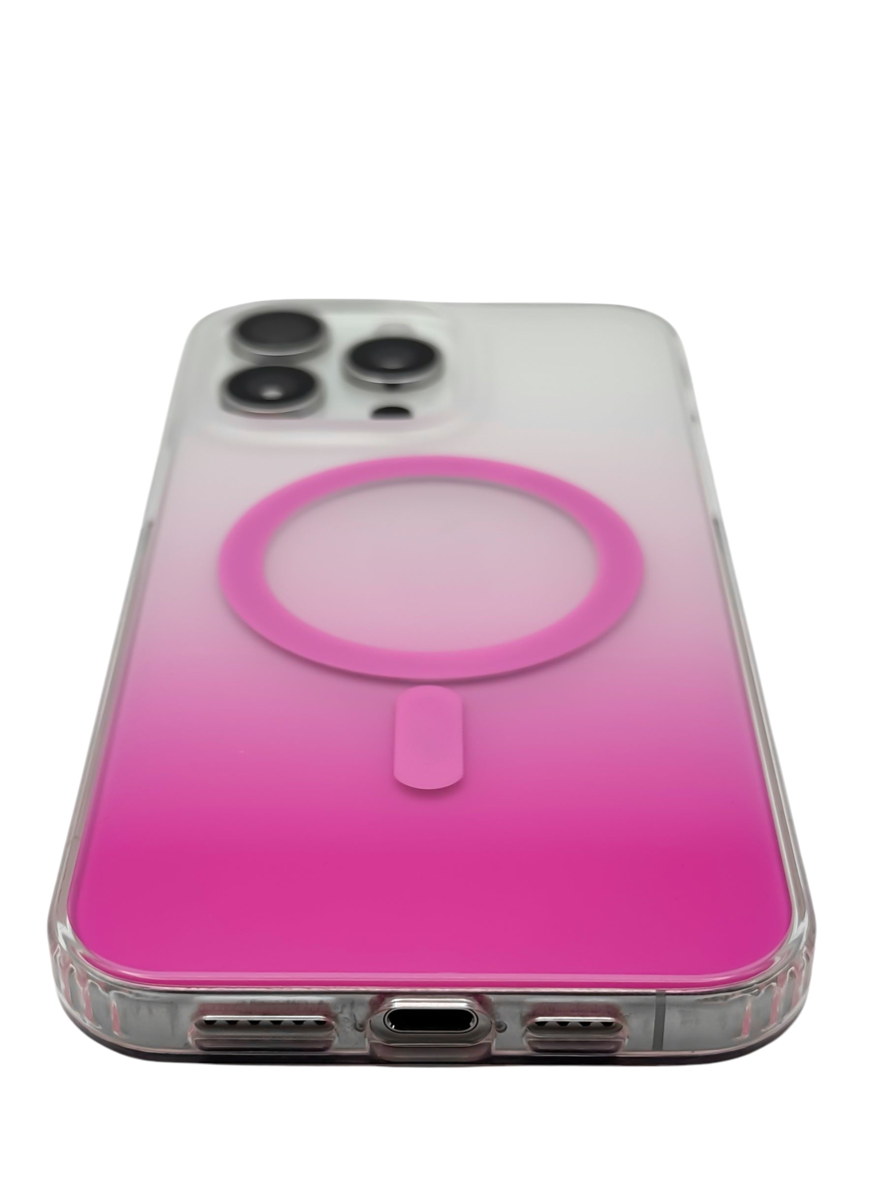 Funda para iPhone 15 PRO MAX Rigida con aro magsafe degradada rosa