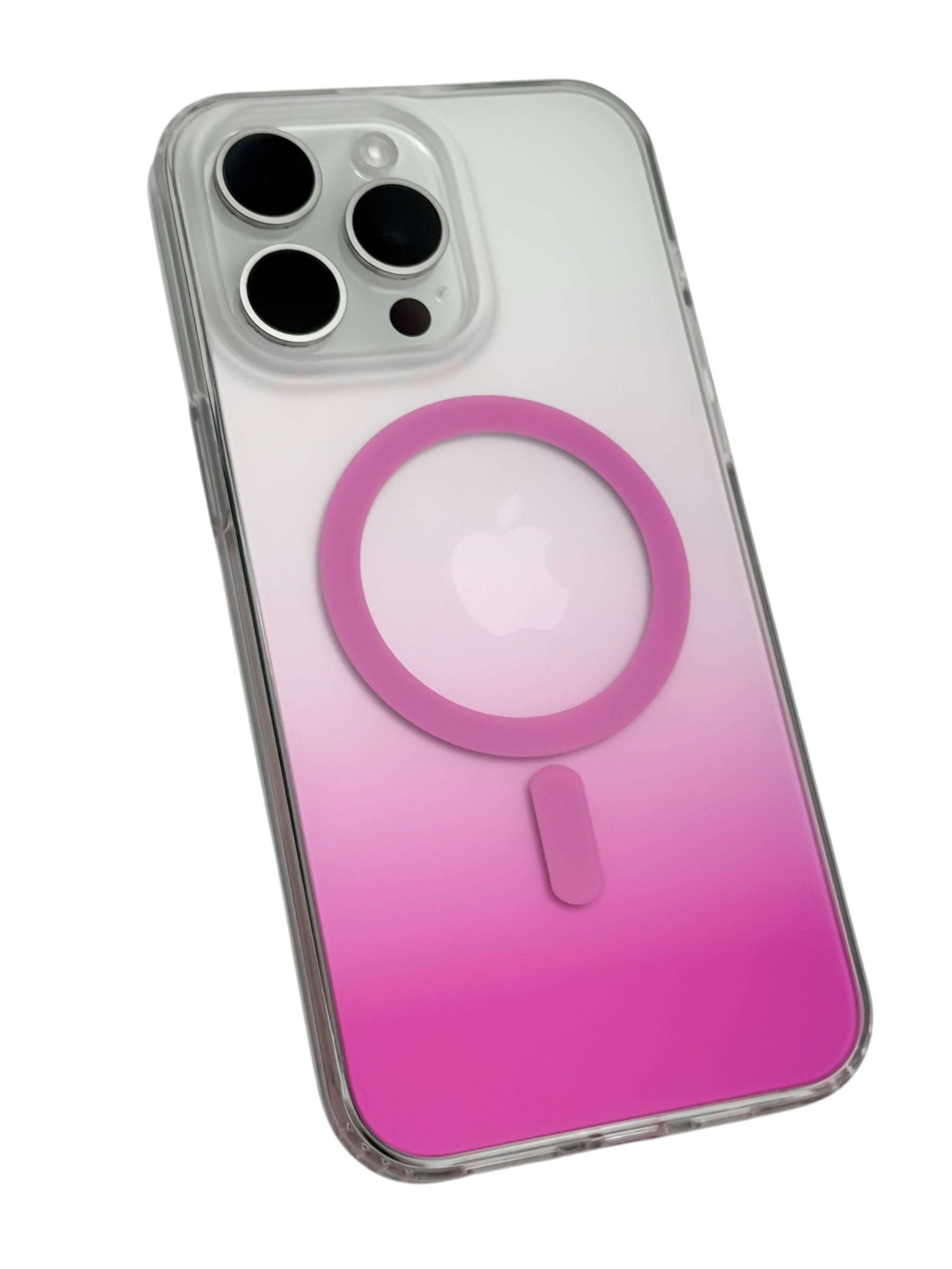 Funda para iPhone 15 PRO MAX Rigida con aro magsafe degradada rosa