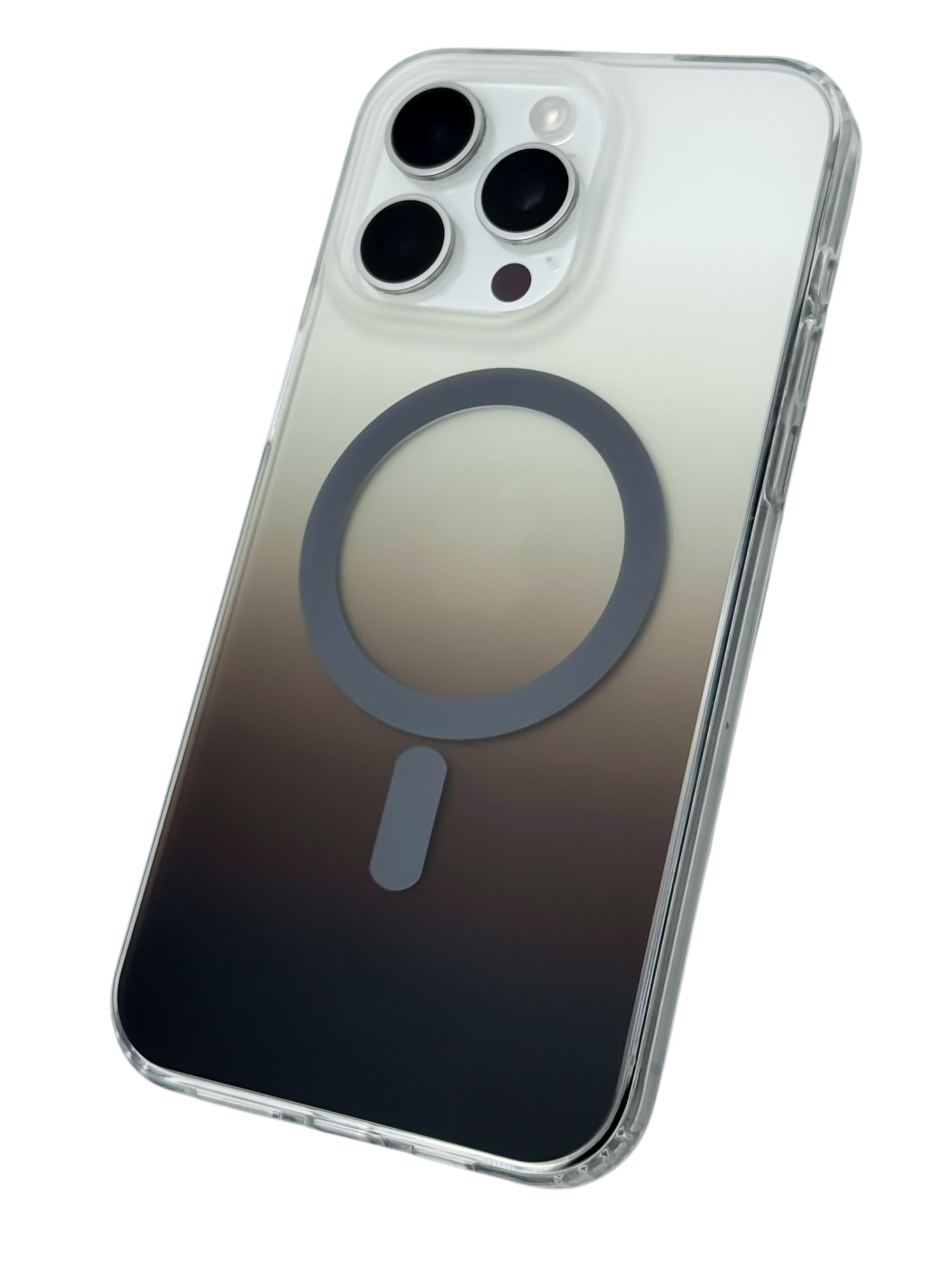 Funda para iPhone 15 pro max Rigida con aro magsafe degradada Cafe oscuro