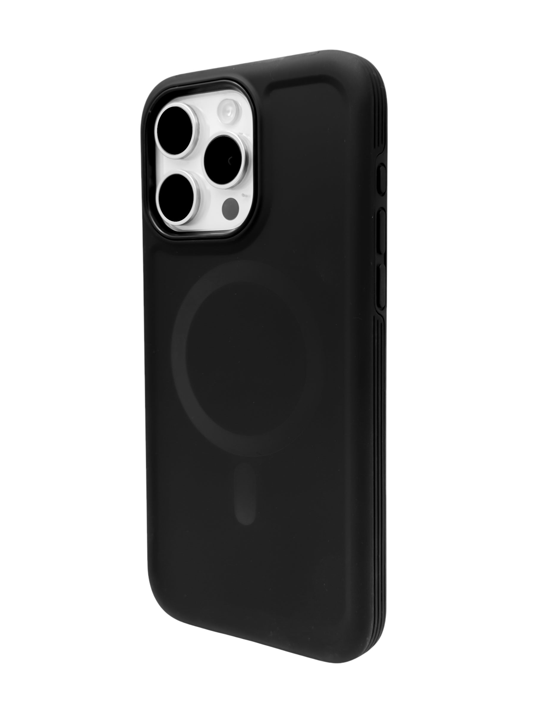 Funda para iPhone 15 pro max Rigida con aro magsafe textura suave negro