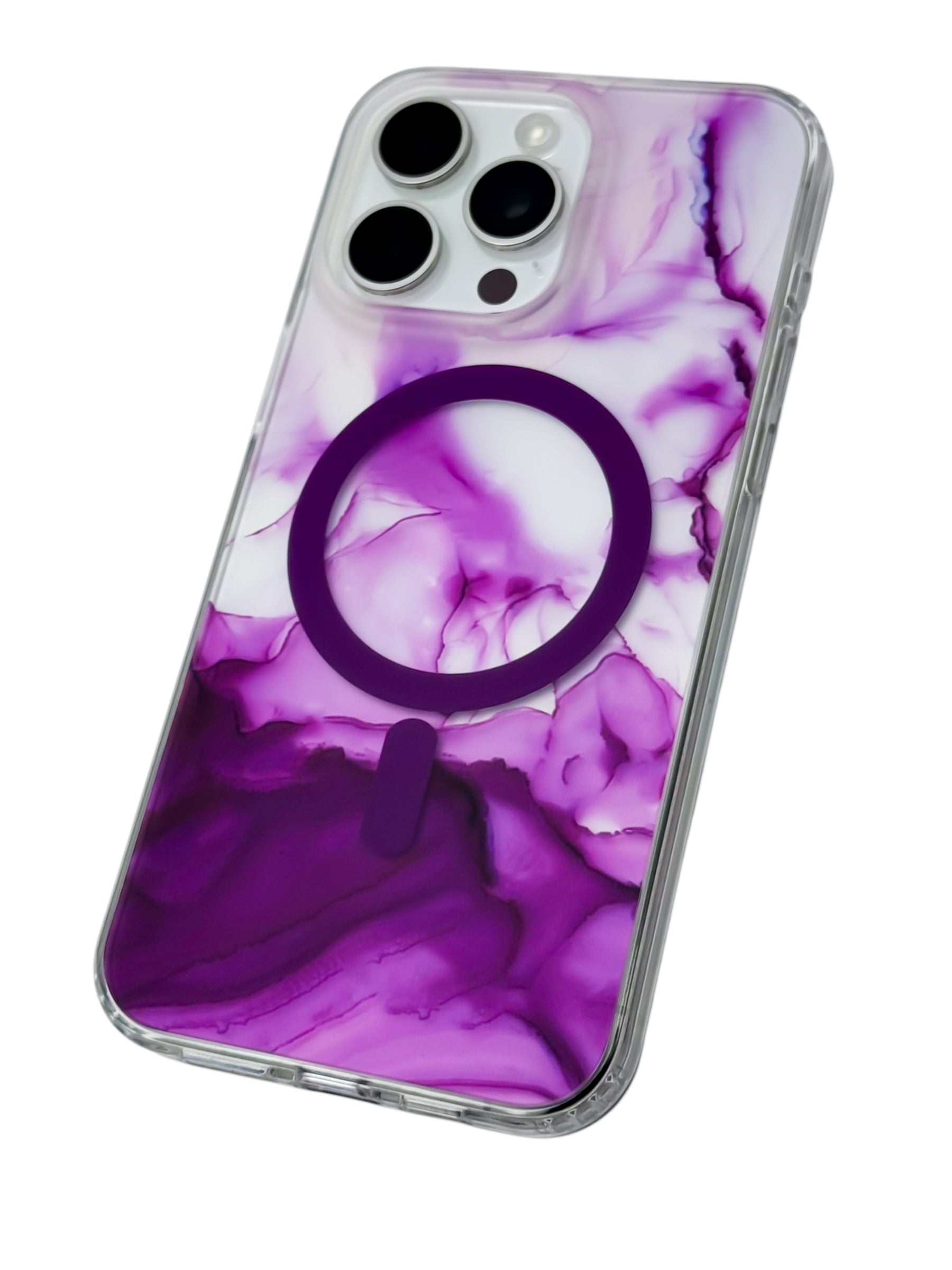 Funda para iPhone 15 pro max con Magsafe diseño Humo morado