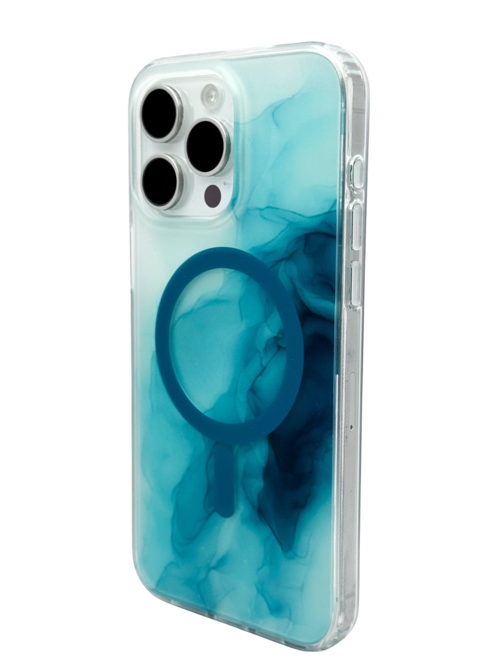 Funda para iPhone 15 pro max con Magsafe diseño Humo azul