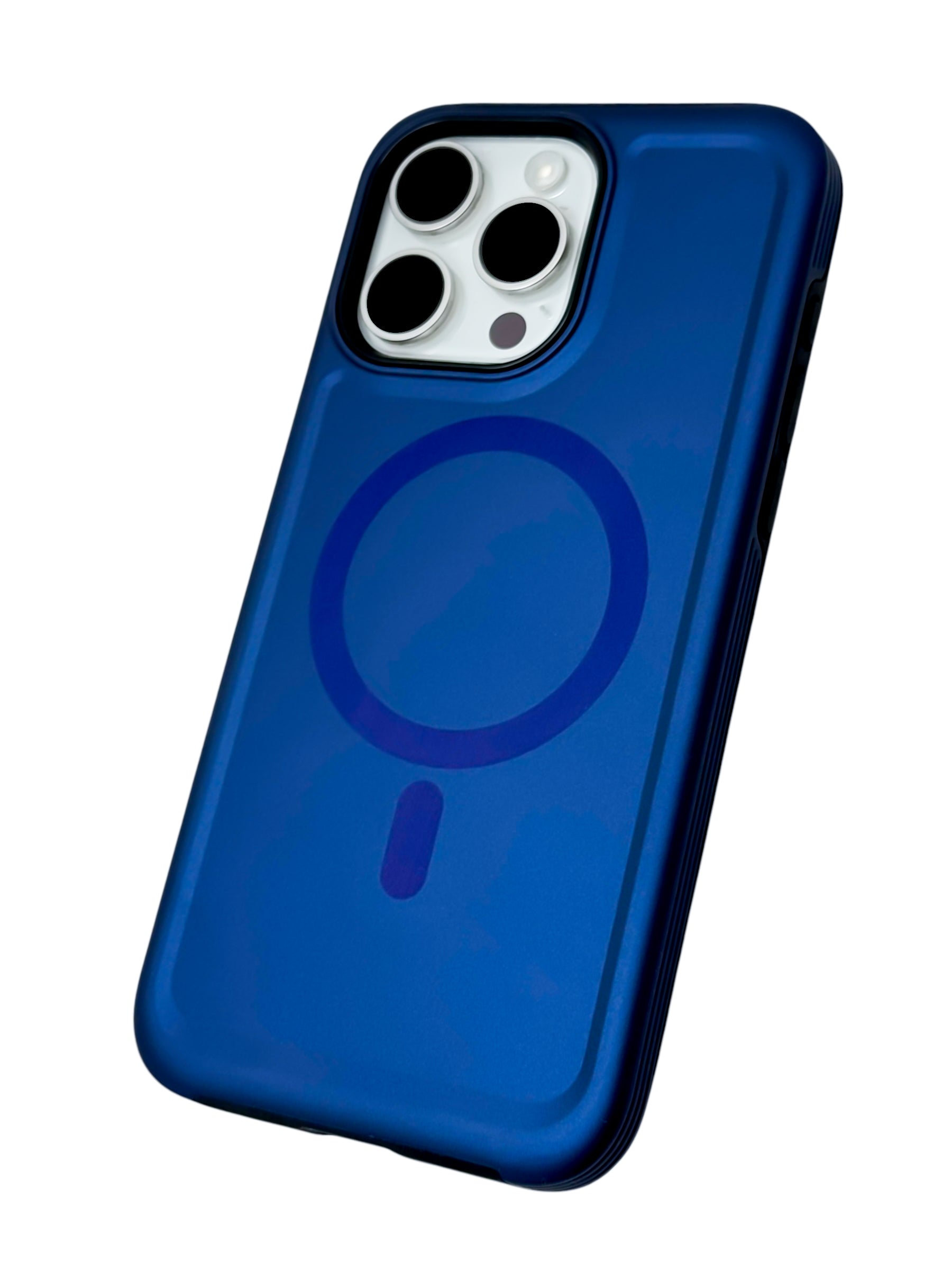 Funda para iPhone 15 pro max Rigida con aro magsafe textura suave azul