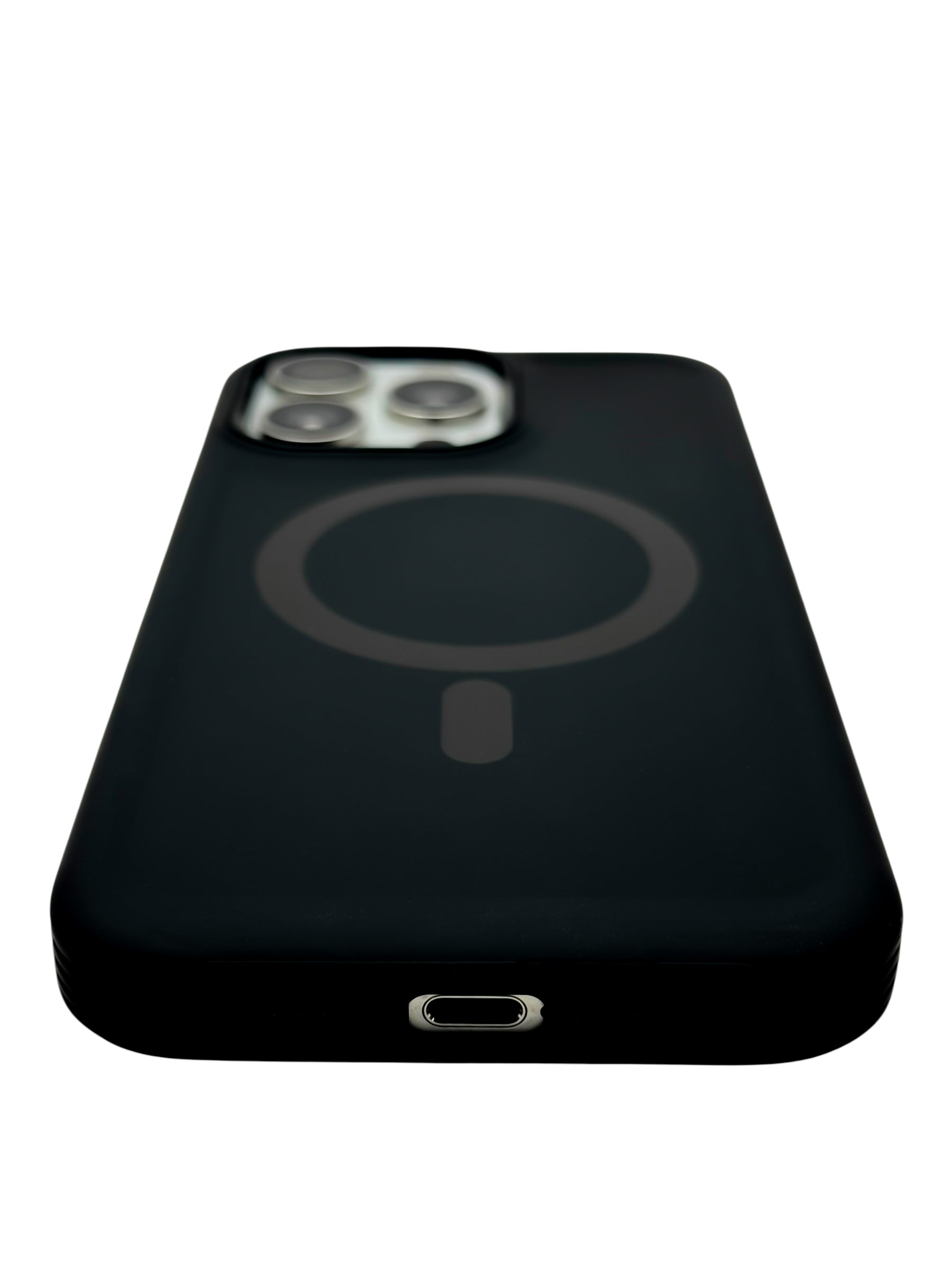 Funda para iPhone 15 pro max Rigida con aro magsafe textura suave negro