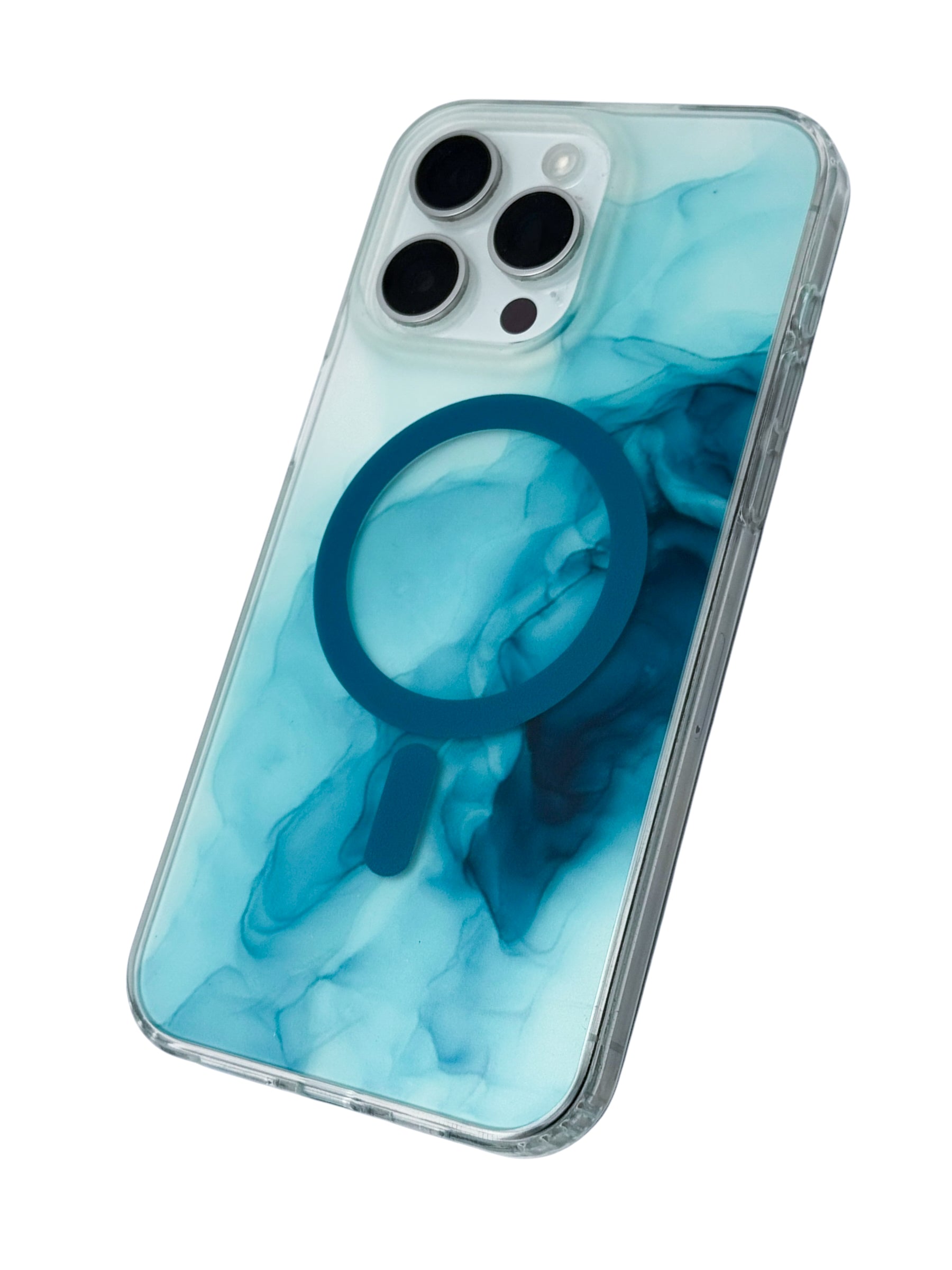 Funda para iPhone 15 pro max con Magsafe diseño Humo azul