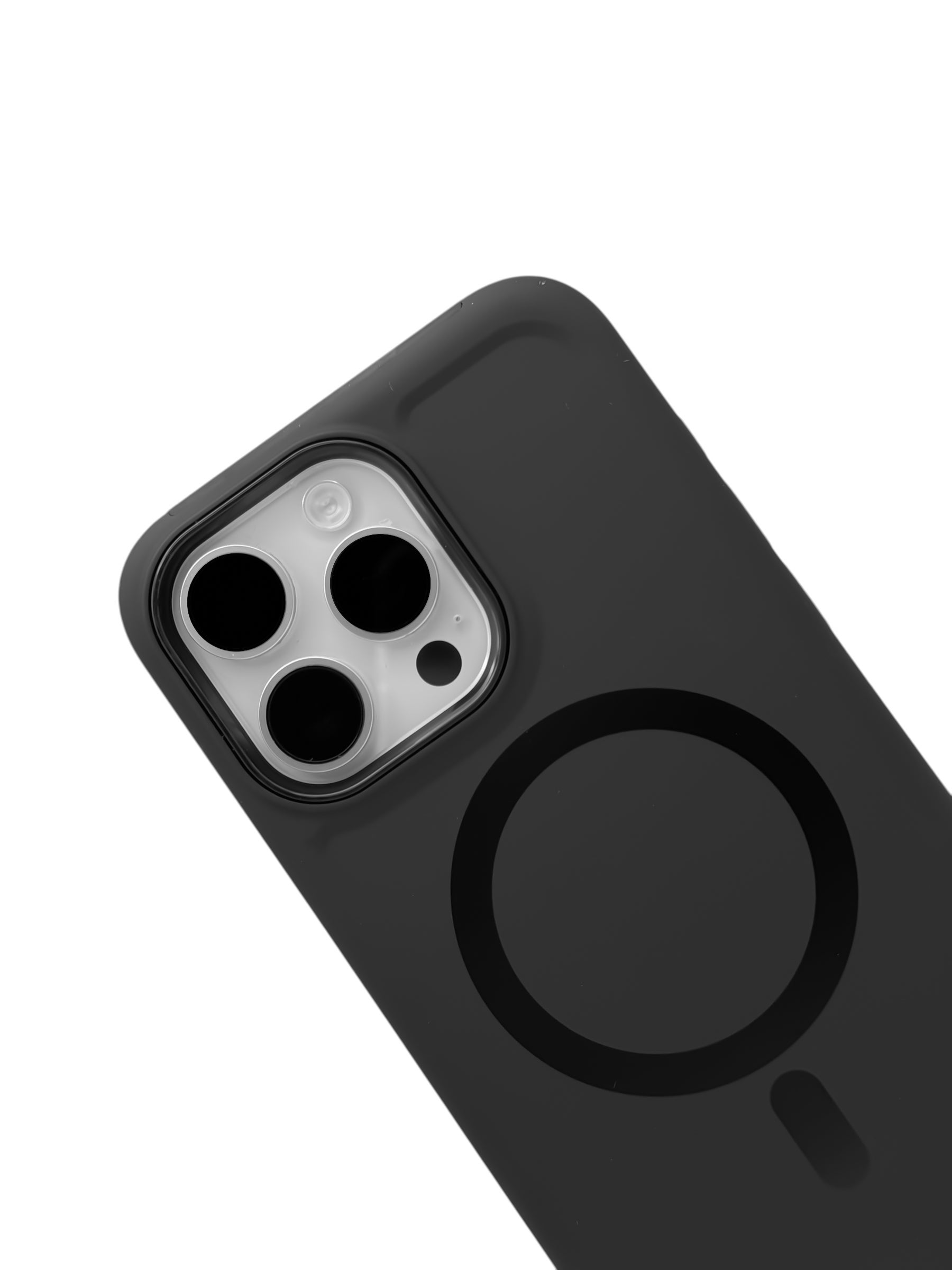 Funda para iPhone 15 pro max Rigida con aro magsafe textura suave negro