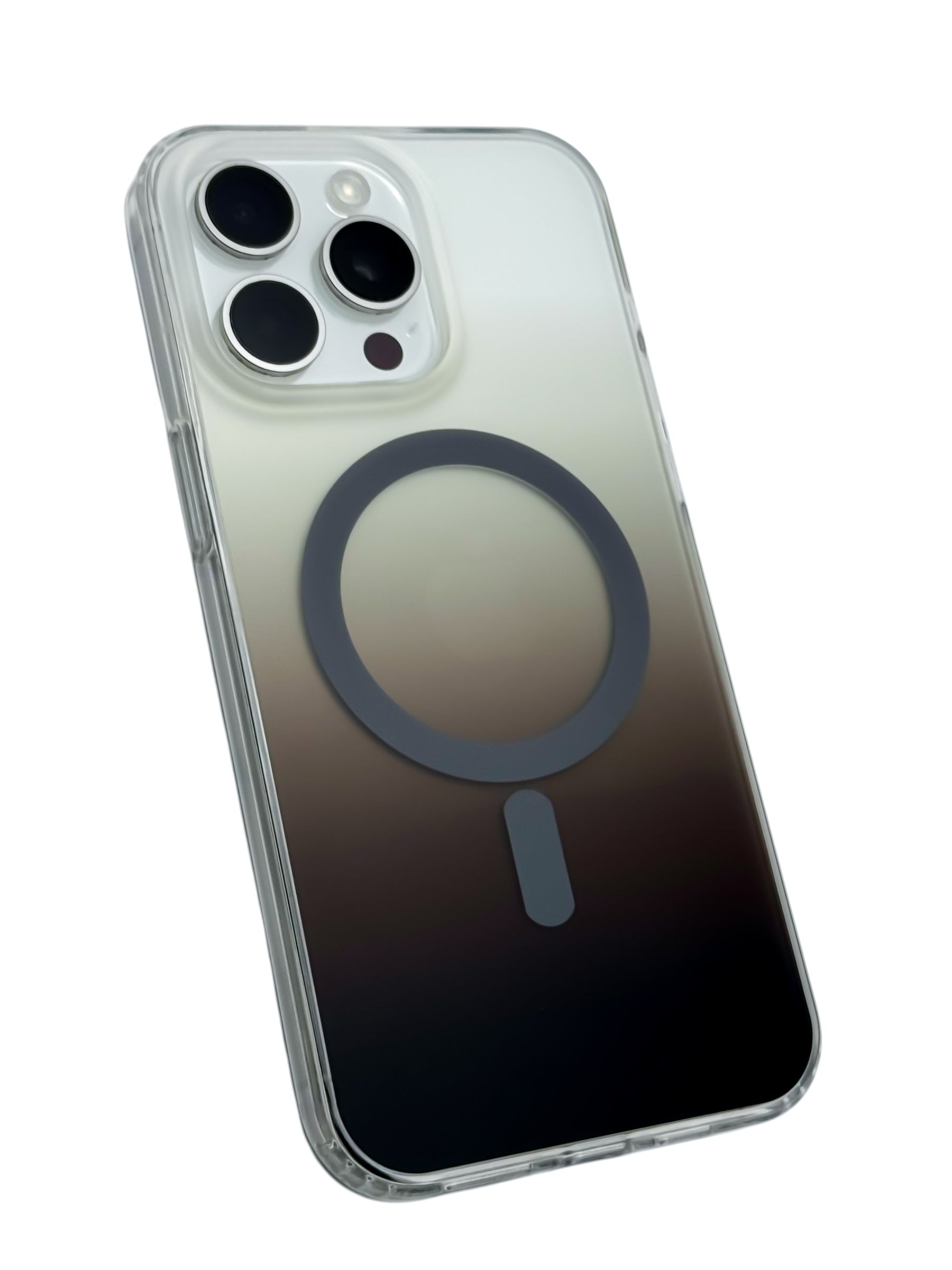 Funda para iPhone 15 pro max Rigida con aro magsafe degradada Cafe oscuro