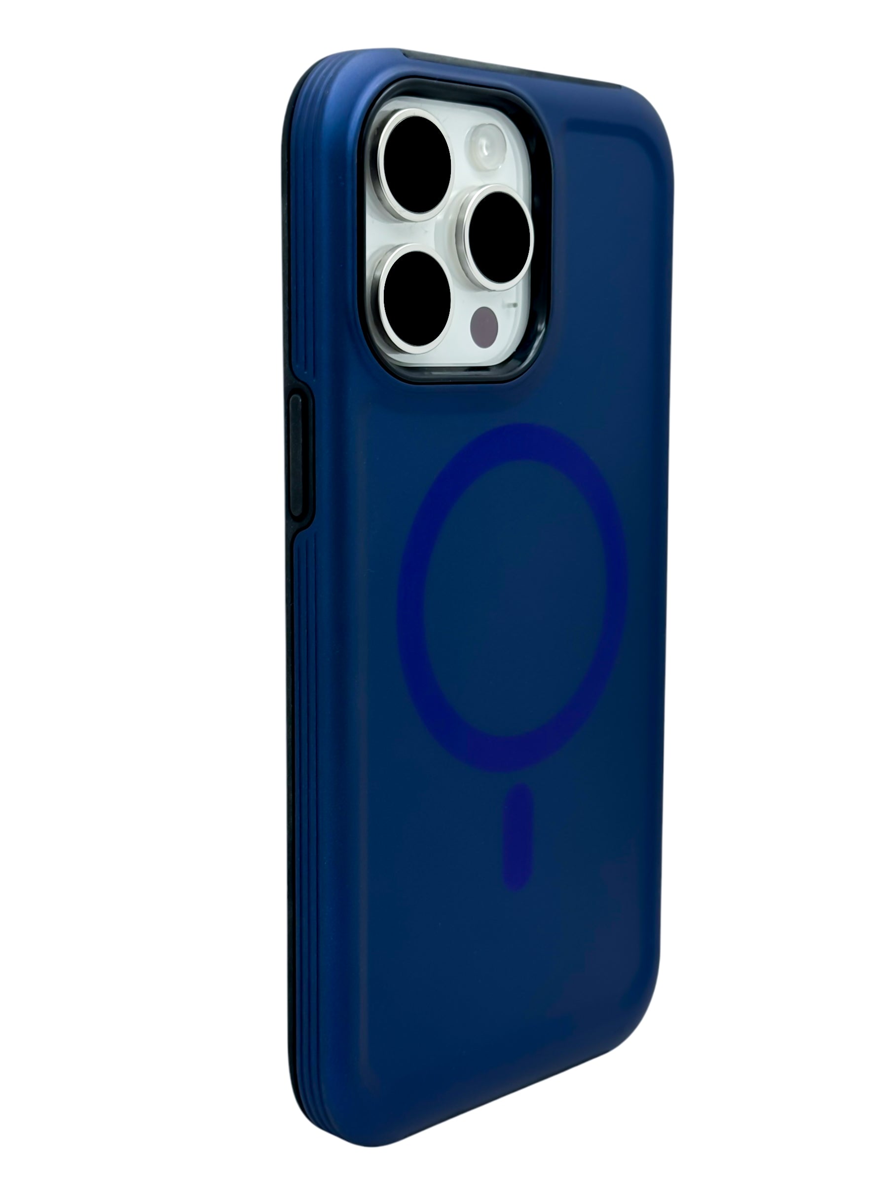 Funda para iPhone 15 pro max Rigida con aro magsafe textura suave azul