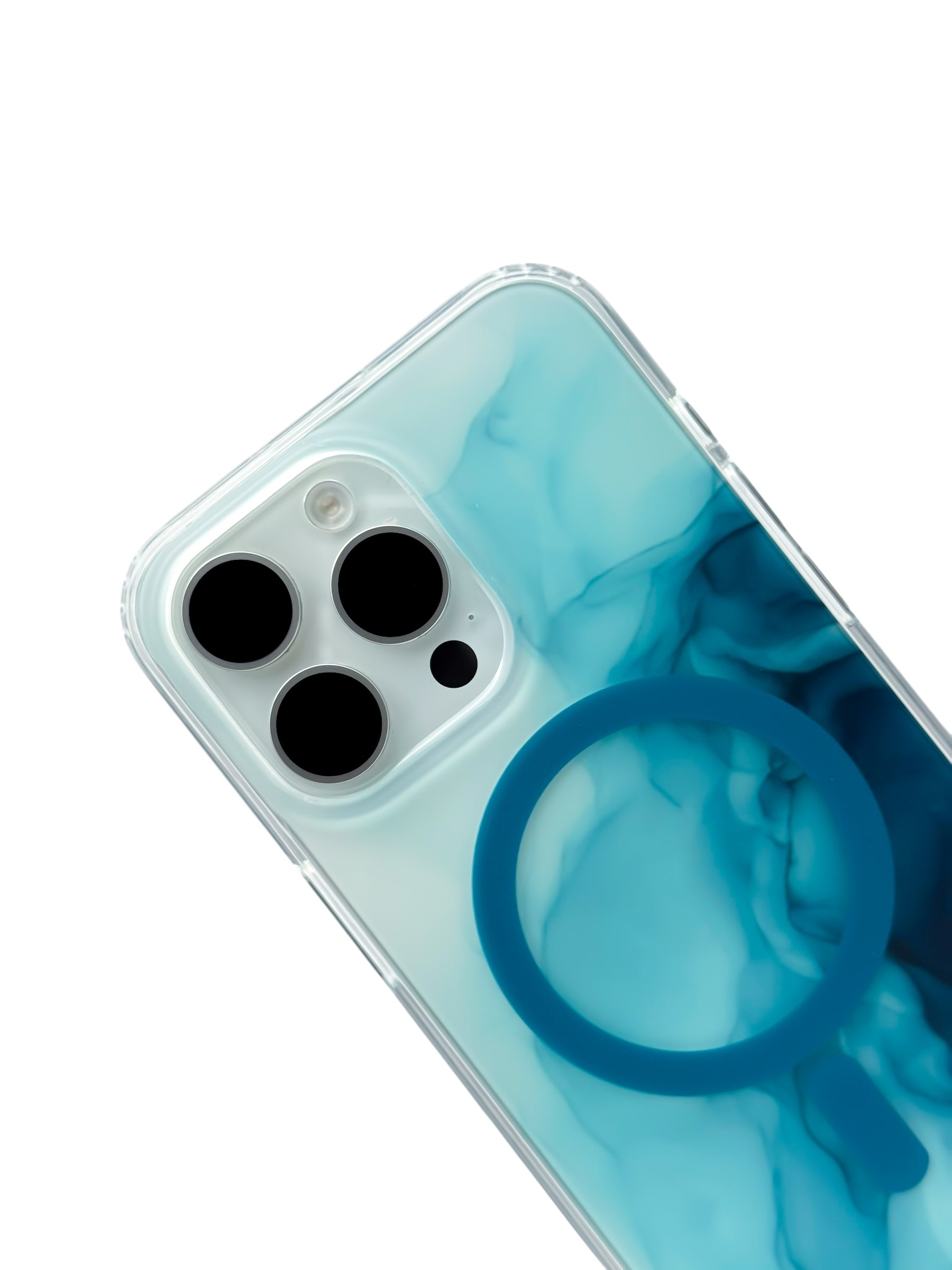 Funda para iPhone 15 pro max con Magsafe diseño Humo azul